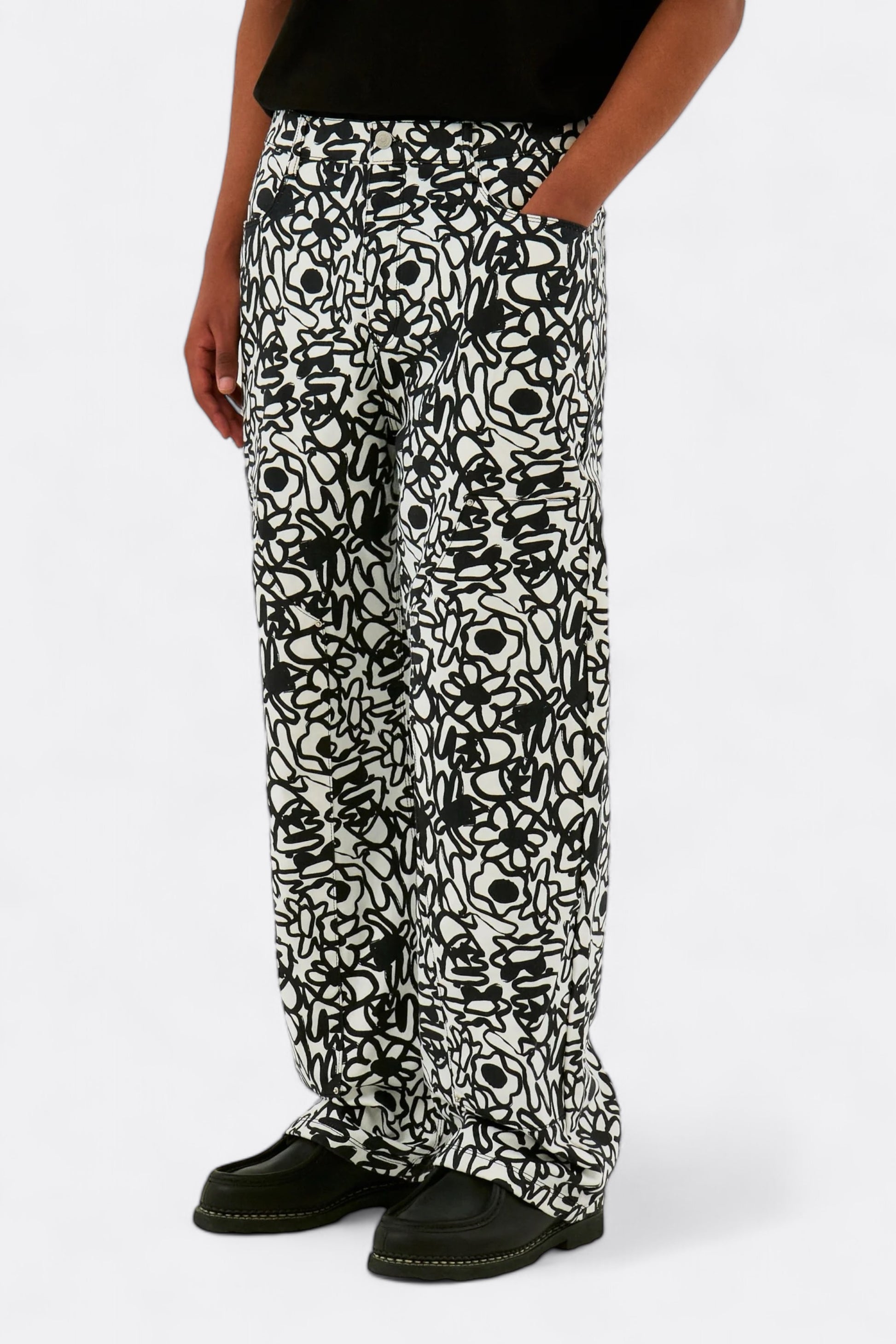 Pantalon Arte - Allover Flowers Pants (Black / White)