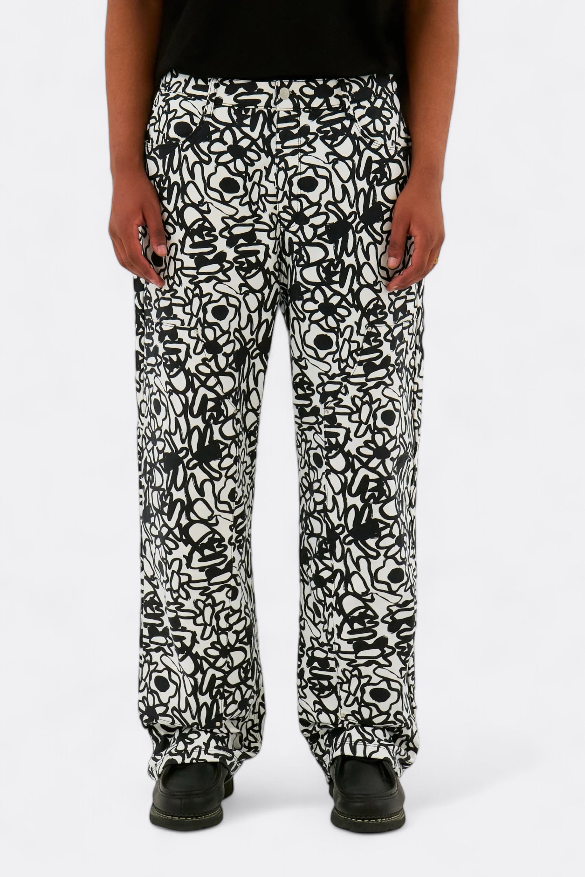 Pantalon Arte - Allover Flowers Pants (Black / White)