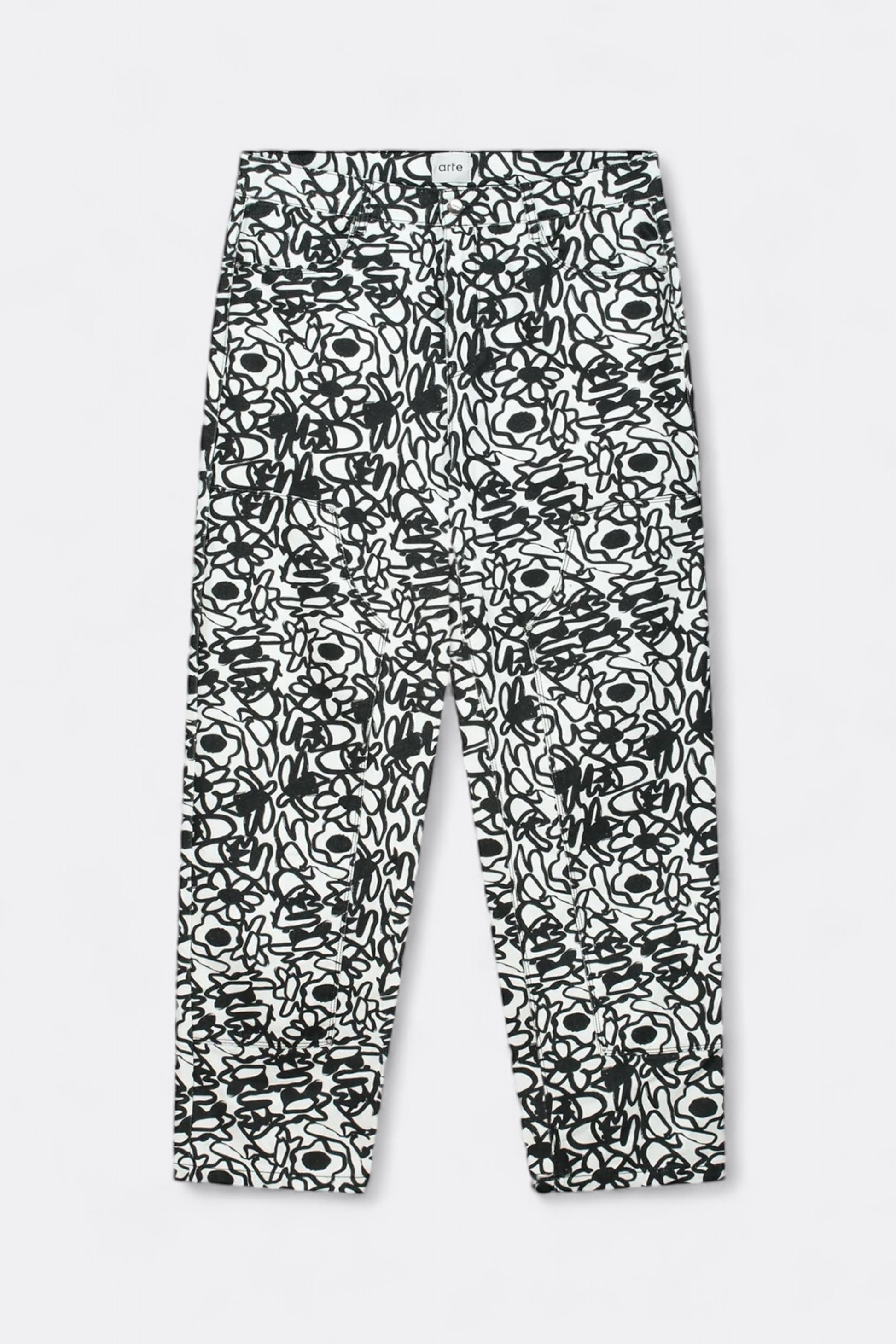 Pantalon Arte - Allover Flowers Pants (Black / White)