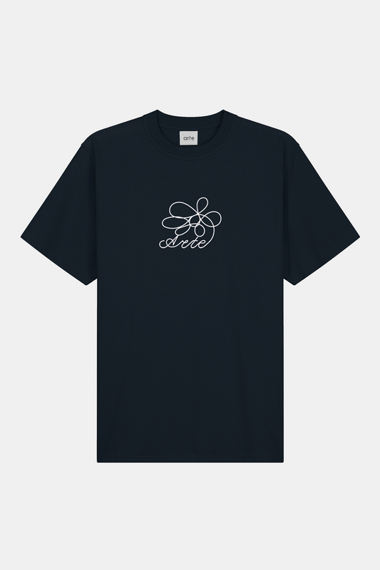 T-Shirt Arte - Flower Embroidery T-shirt (Navy)