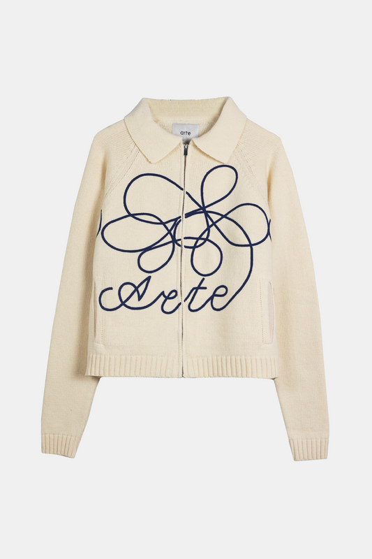 Cardigan zippé Arte - Flower Logo Knit (Cream)