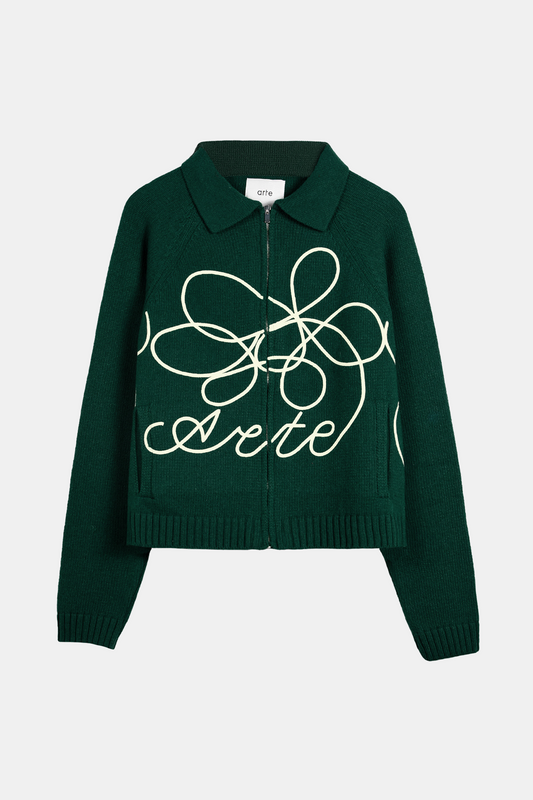 Cardigan zippé Arte - Flower Logo Knit (Green)