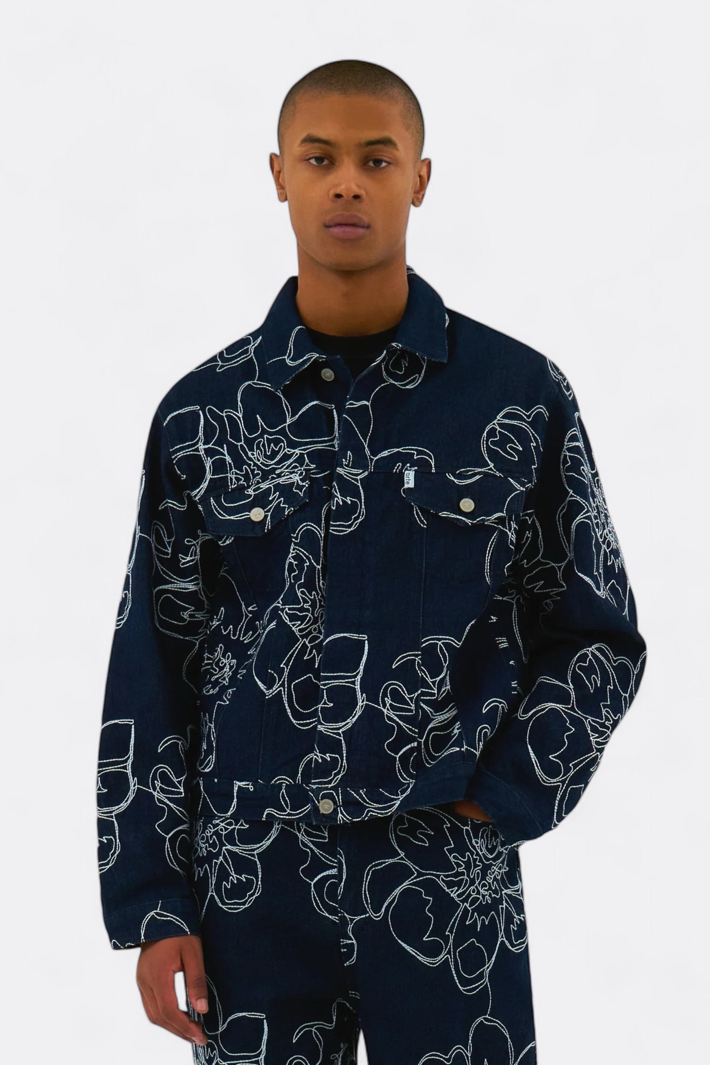 Veste Jeans Arte - Flower Stitch Denim Jacket (Navy)