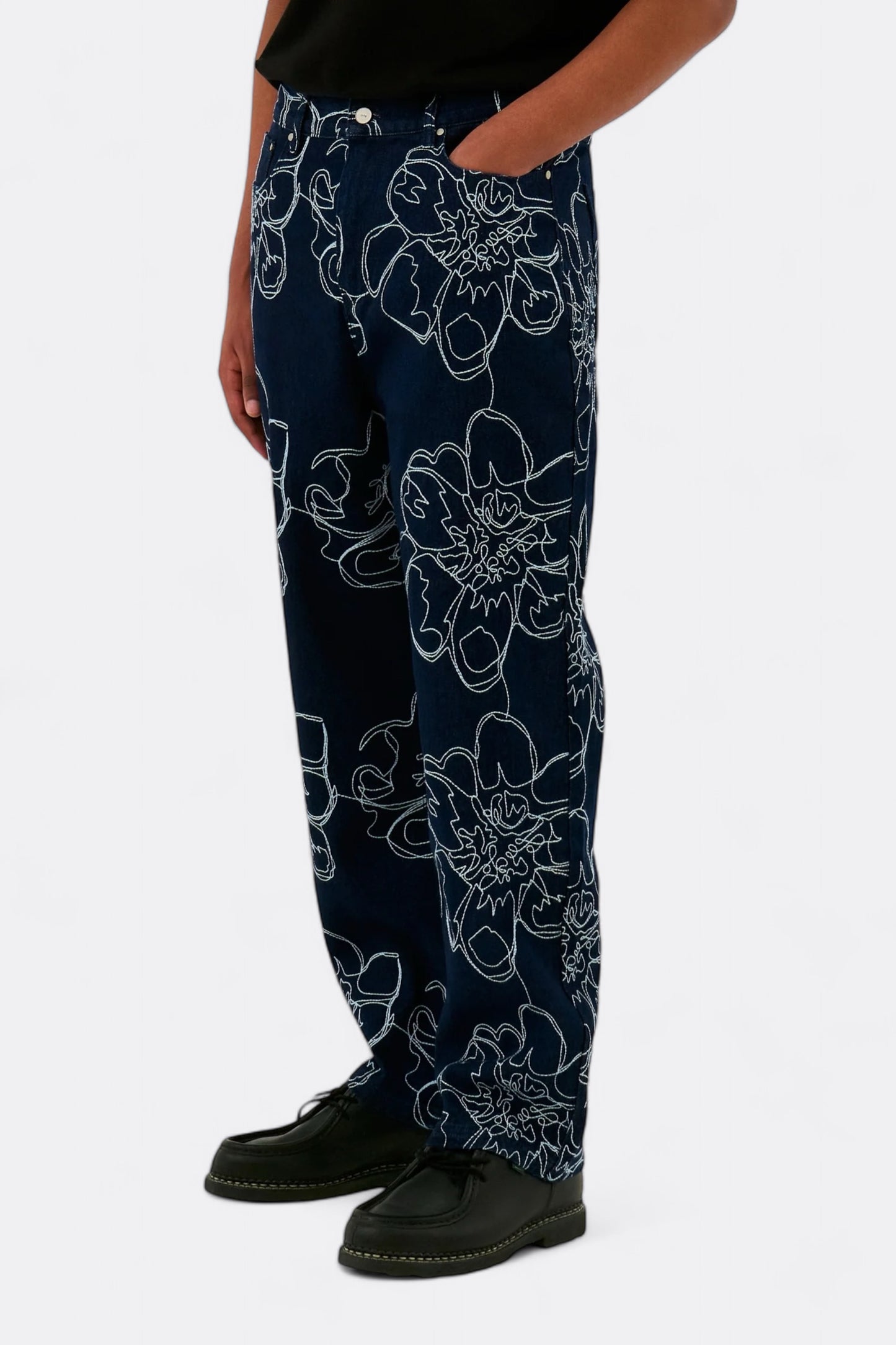 Pantalon Jeans Arte - Flower Stitch Pants (Navy)