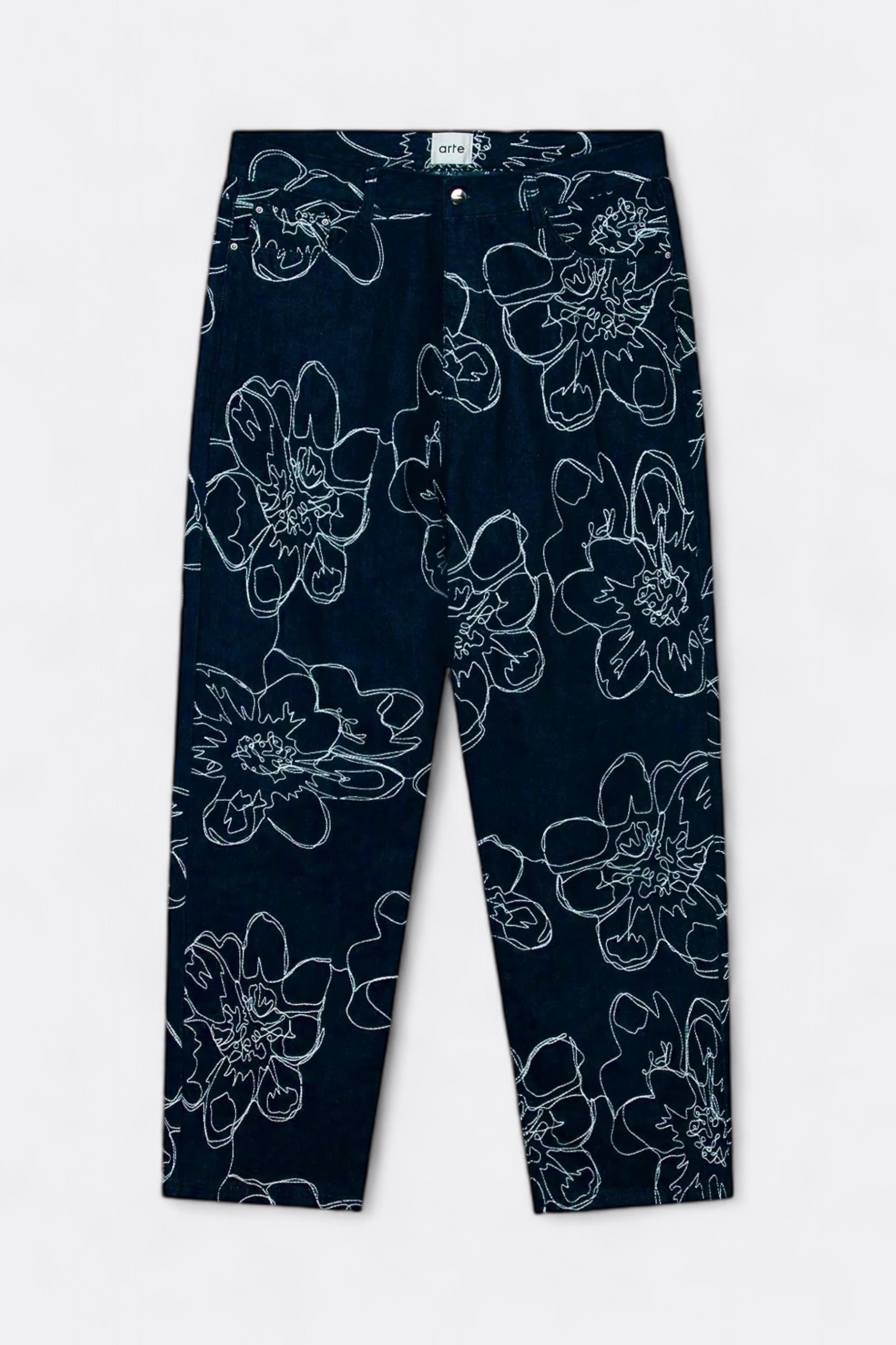 Pantalon Jeans Arte - Flower Stitch Pants (Navy)