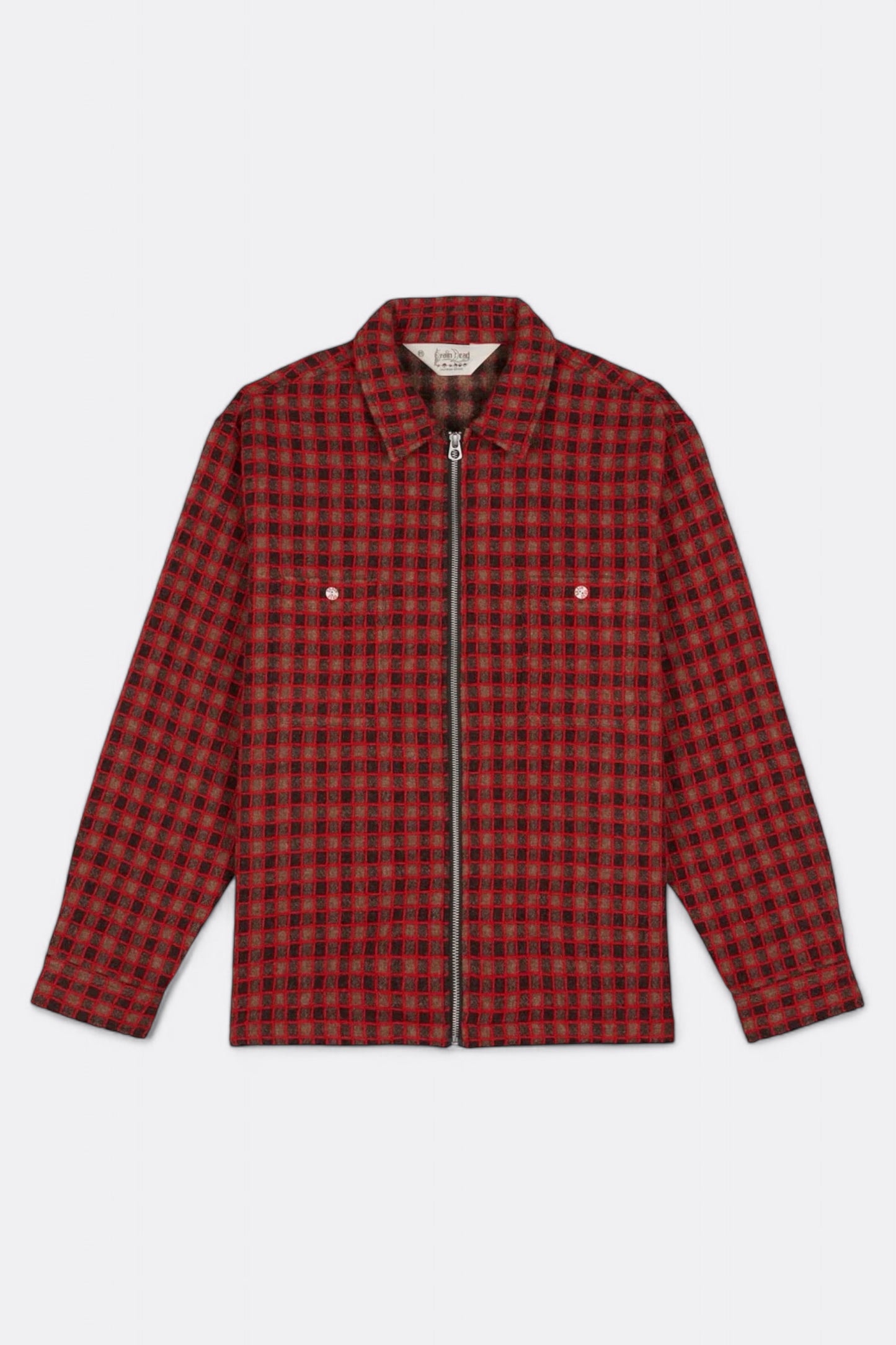 Surchemise Brain Dead - Check Mate Flannel Zip Shirt (Brown)