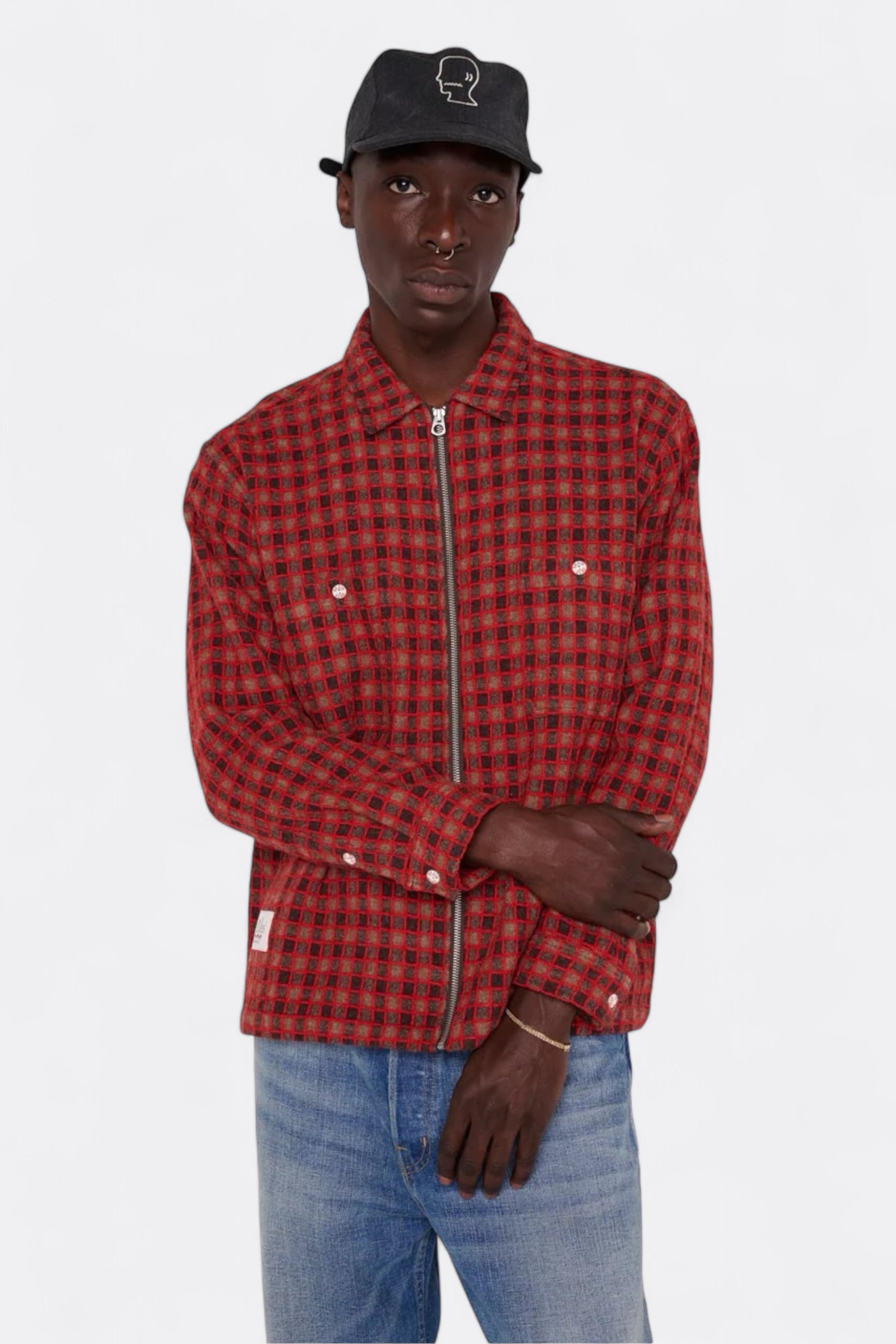 Surchemise Brain Dead - Check Mate Flannel Zip Shirt (Brown)