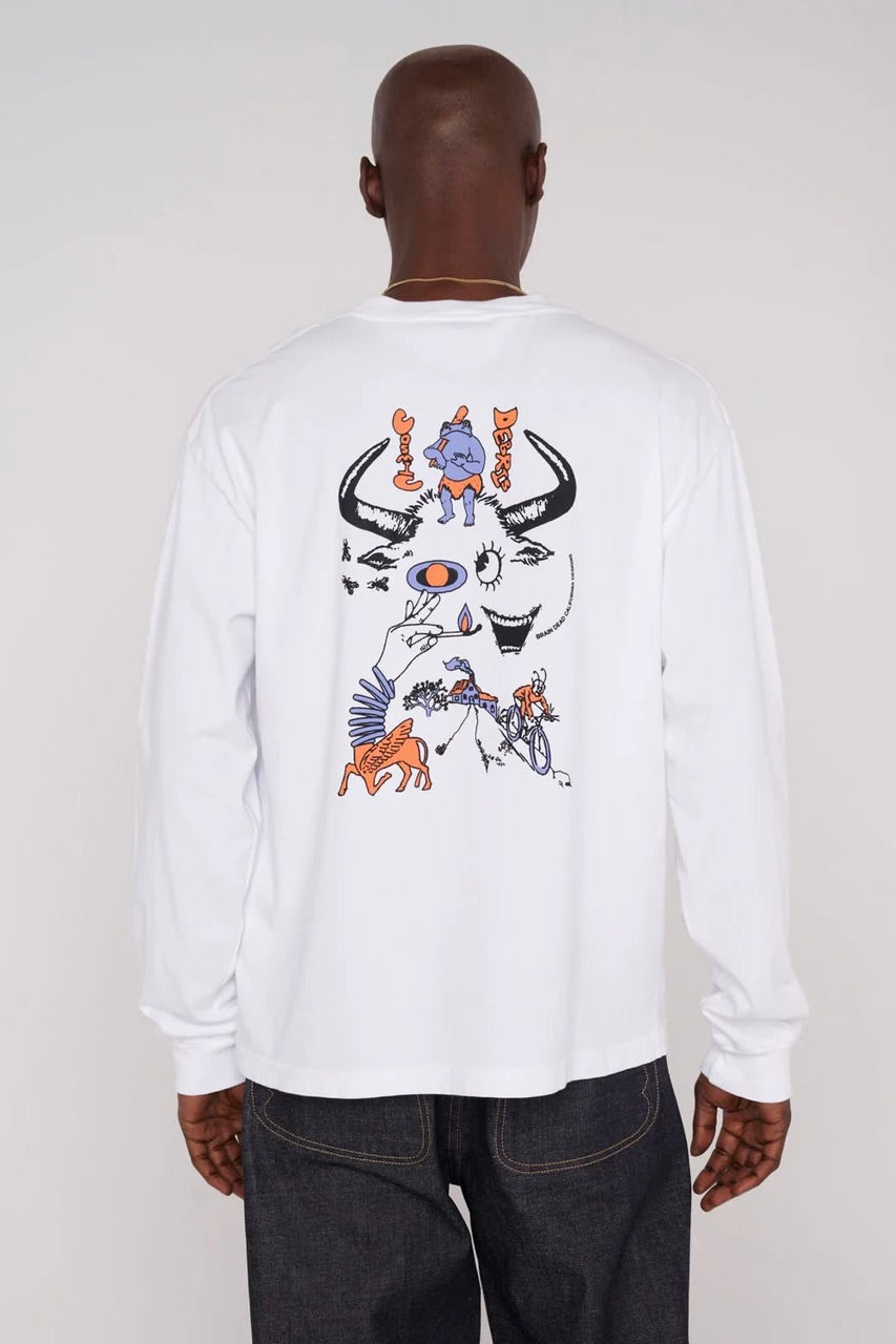 T-Shirt Manches Longues BRAIN DEAD - Cosmic Debris Long Sleeve Shirt (White)