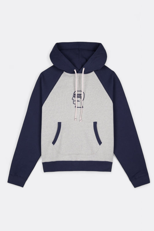 Sweatshirt à Capuche Brain Dead - Fleece Logo Head Raglan Hoodie (Oatmeal / Navy)