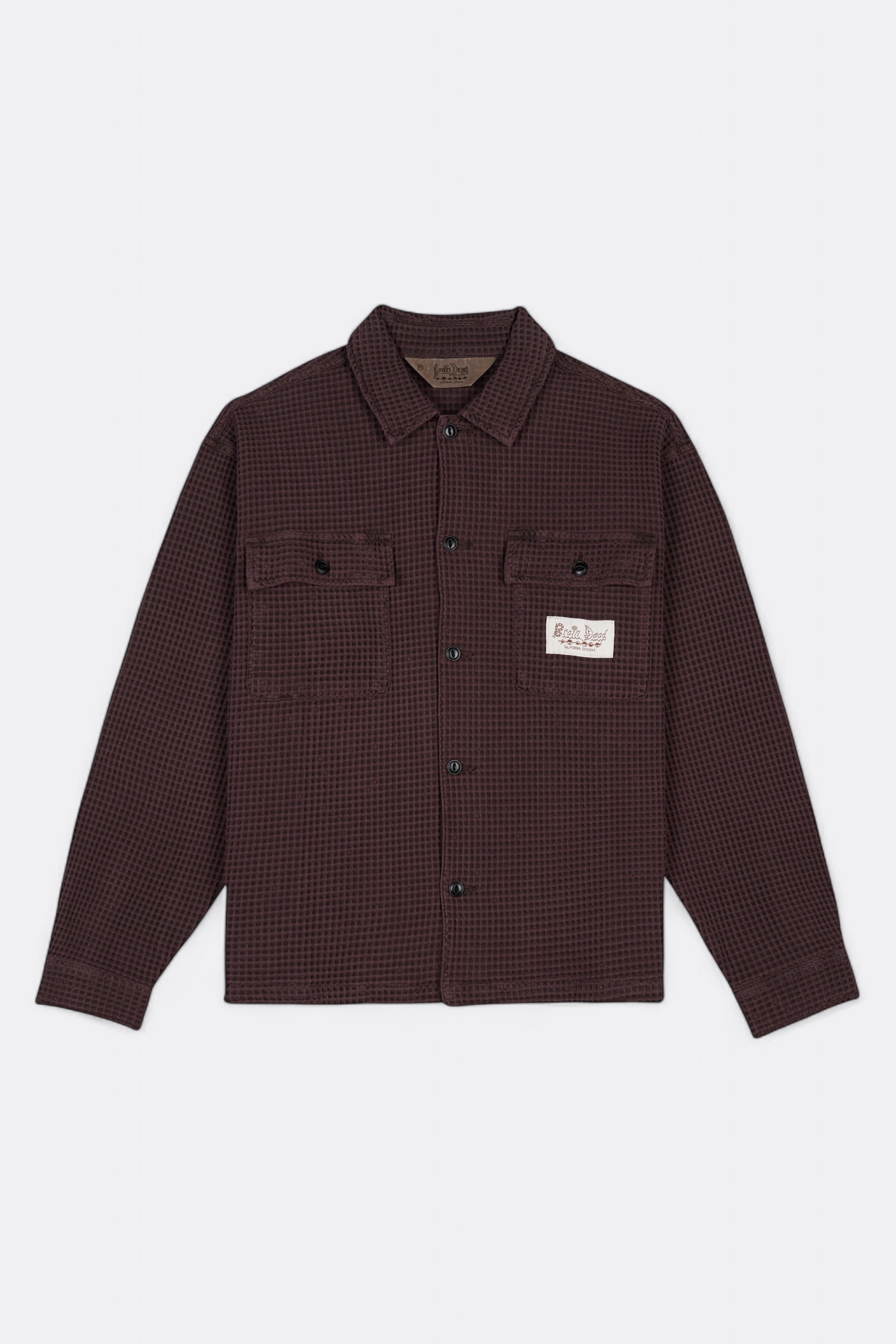 Chemise Brain Dead - Waffle Button Front Shirt (Chocolate)