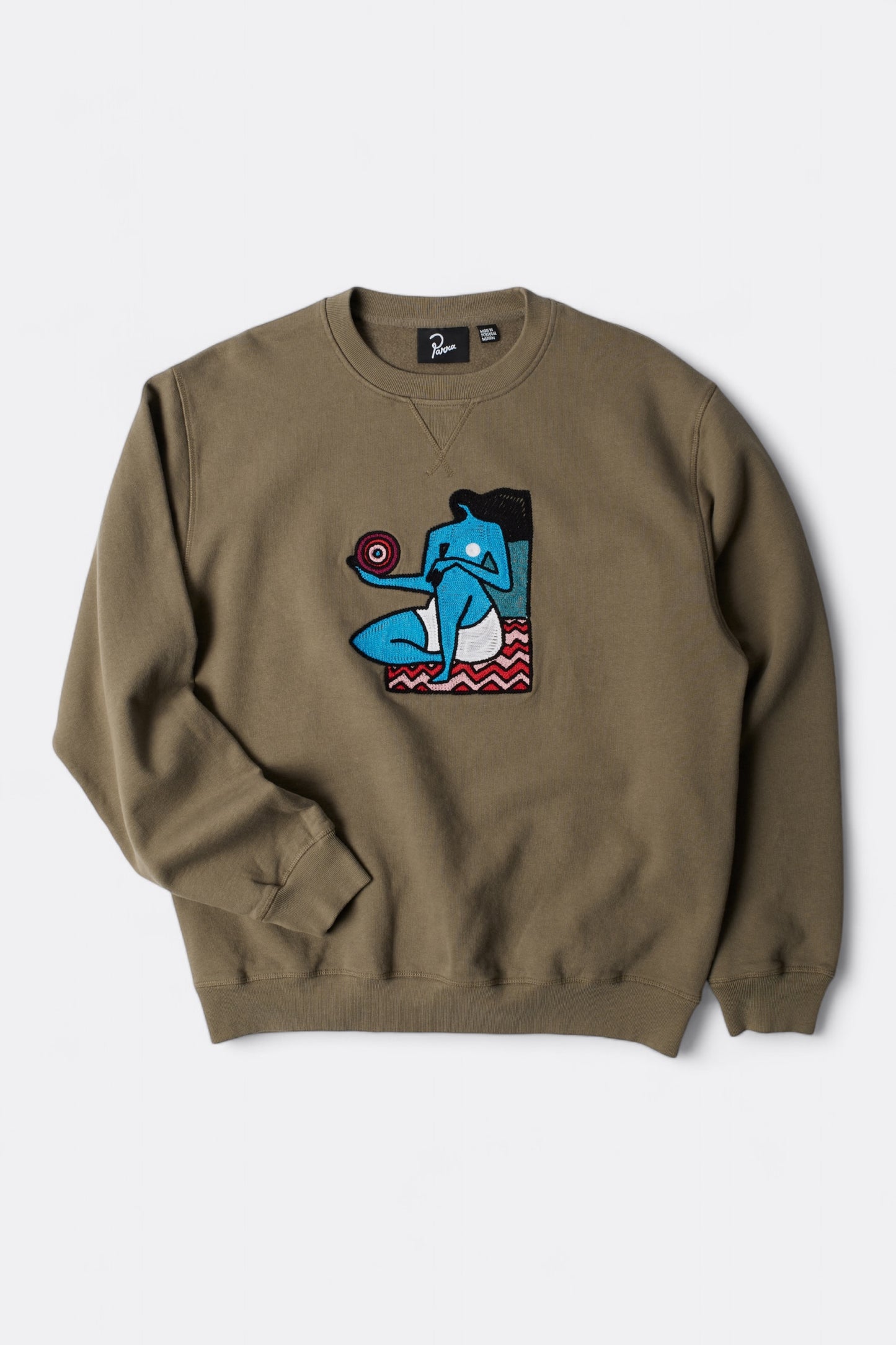 Sweatshirt By Parra - Future Visions Crew Neck Sweatshirt (Stone Grey)