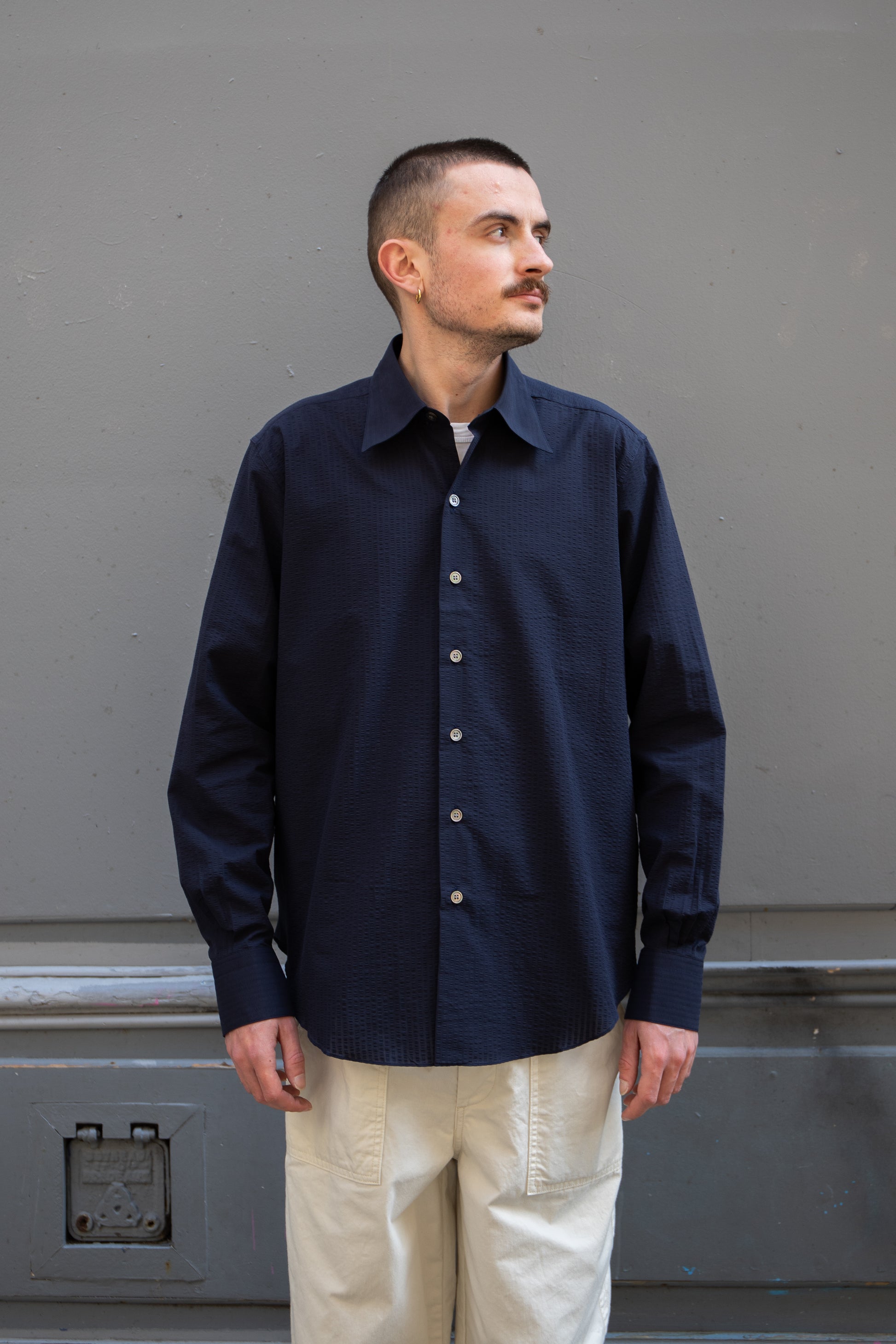 Chemise Camisas Manolo - Normal Shirt (Navy Seersucker)