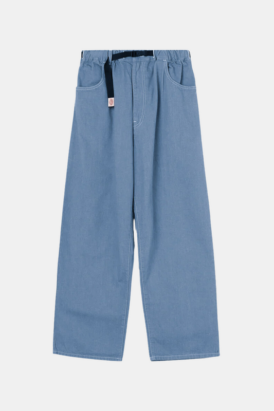 Color Denim Belted Easy Pants (Blue)