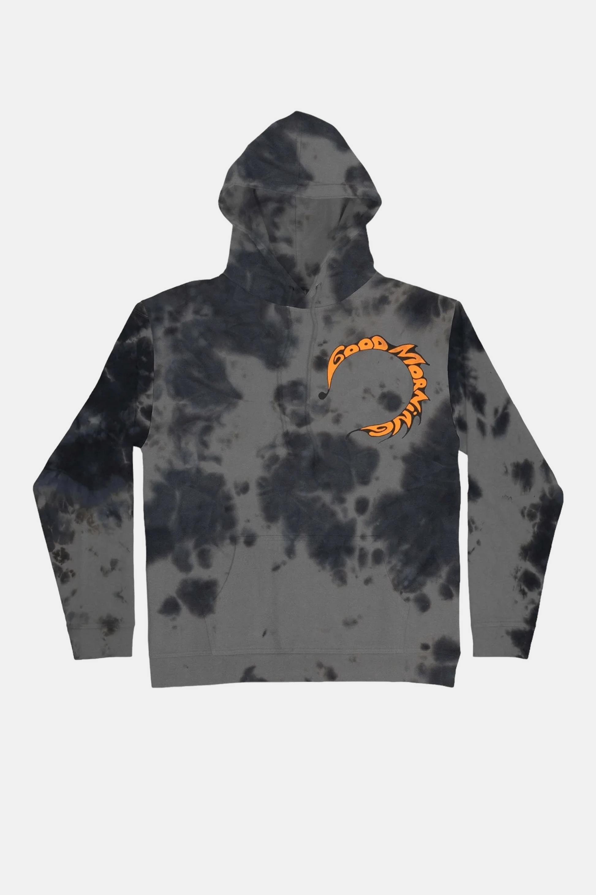 Good Morning Tapes - E Ruscha V Swirl Fleece Pullover Hood (Smoke Tie Dye)