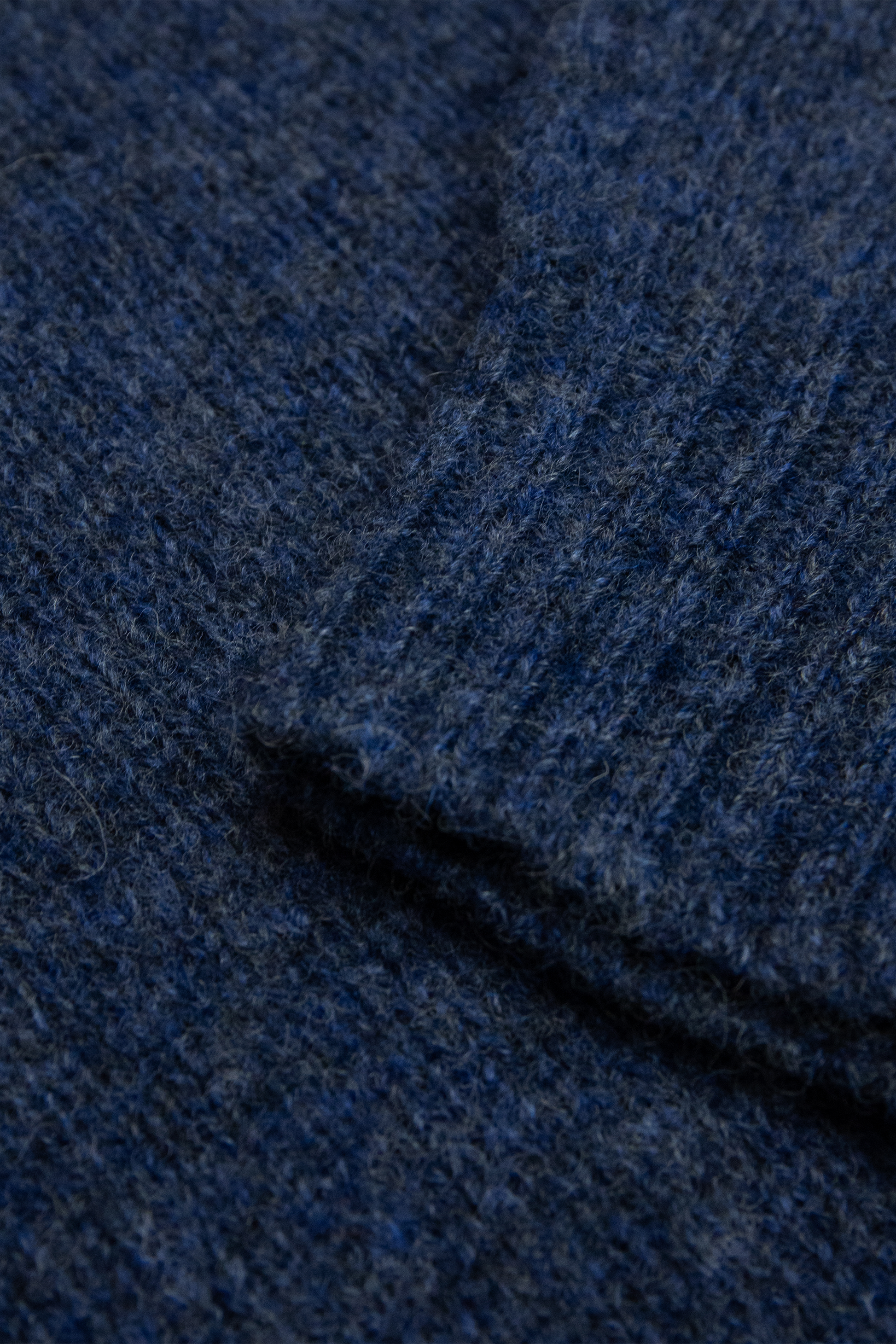 Harley Of Scotland - Pull Shetland Col Rond (Denim)