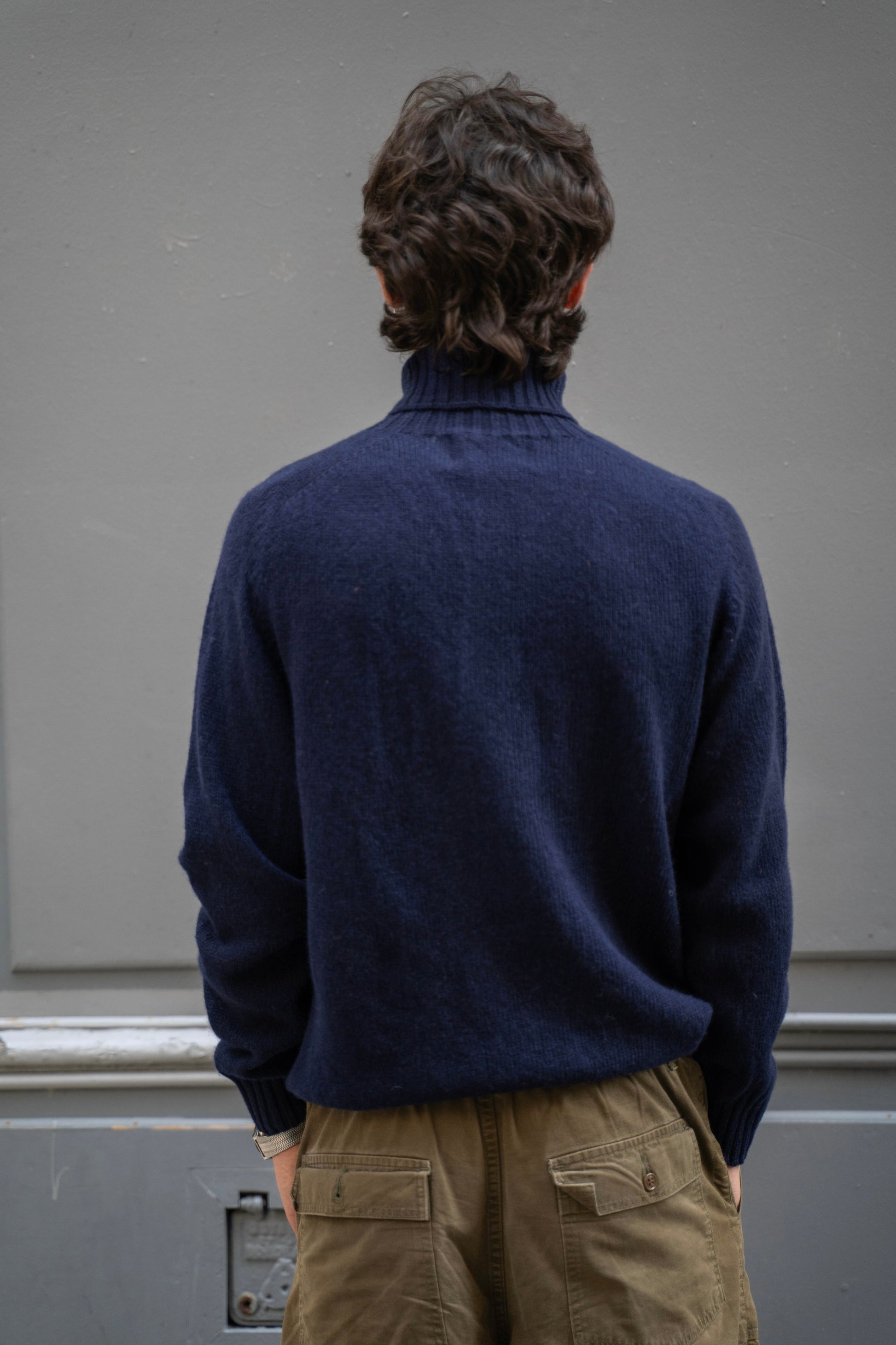 Harley Of Scotland - Pull Shetland Col Roulé (New Navy)