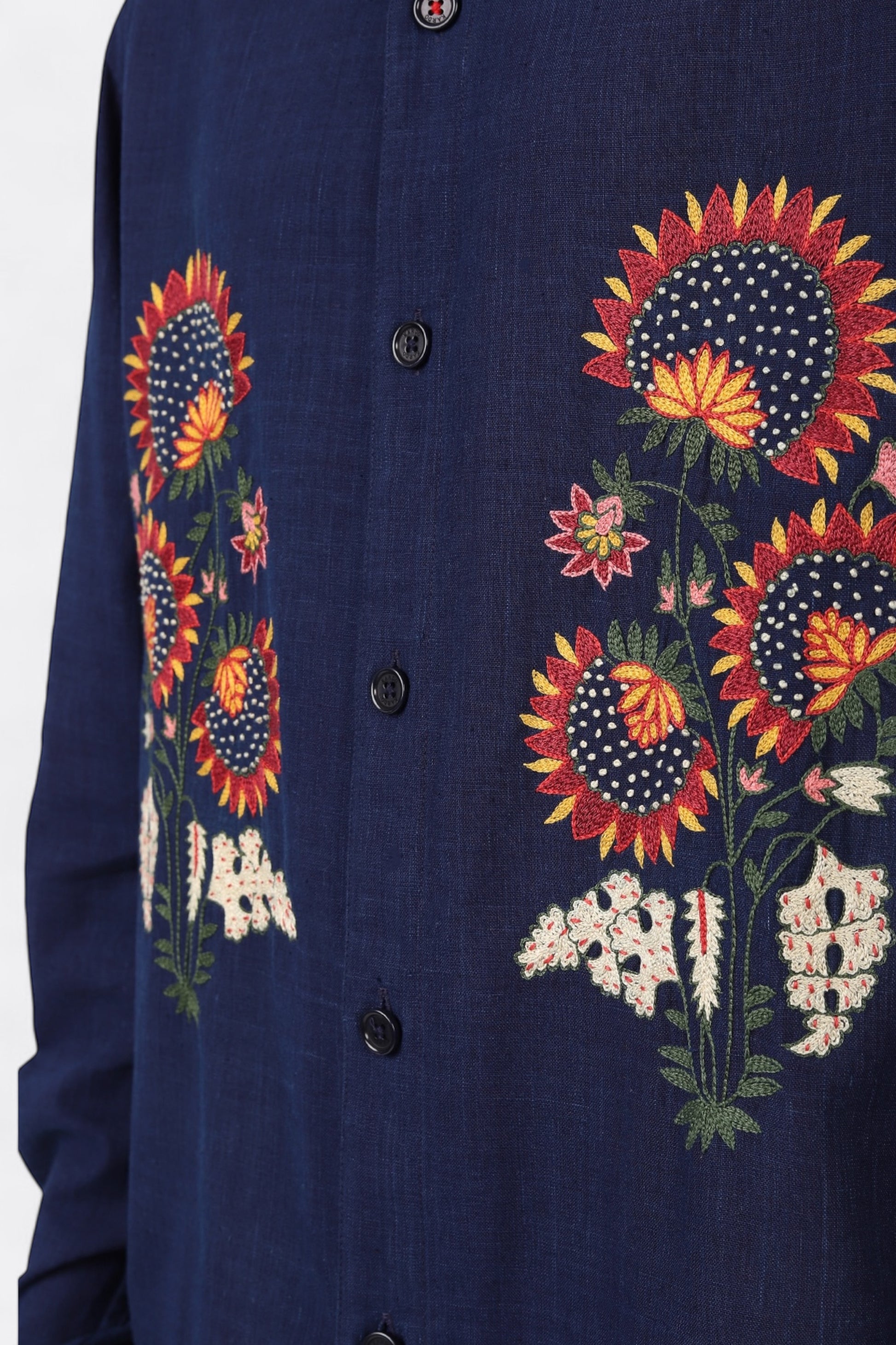 Chemise Kardo - Luis Shirt (Khadi Embroidery 16 Indigo)