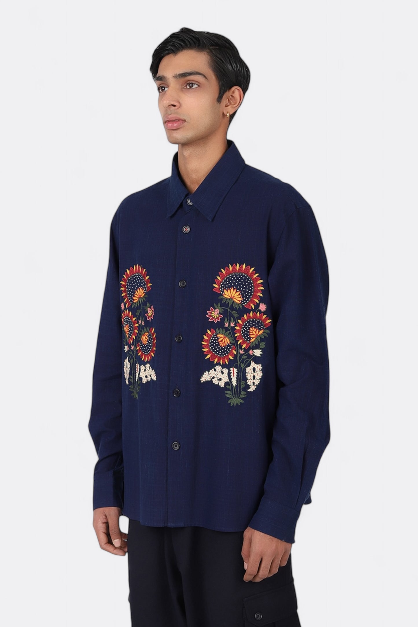 Chemise Kardo - Luis Shirt (Khadi Embroidery 16 Indigo)