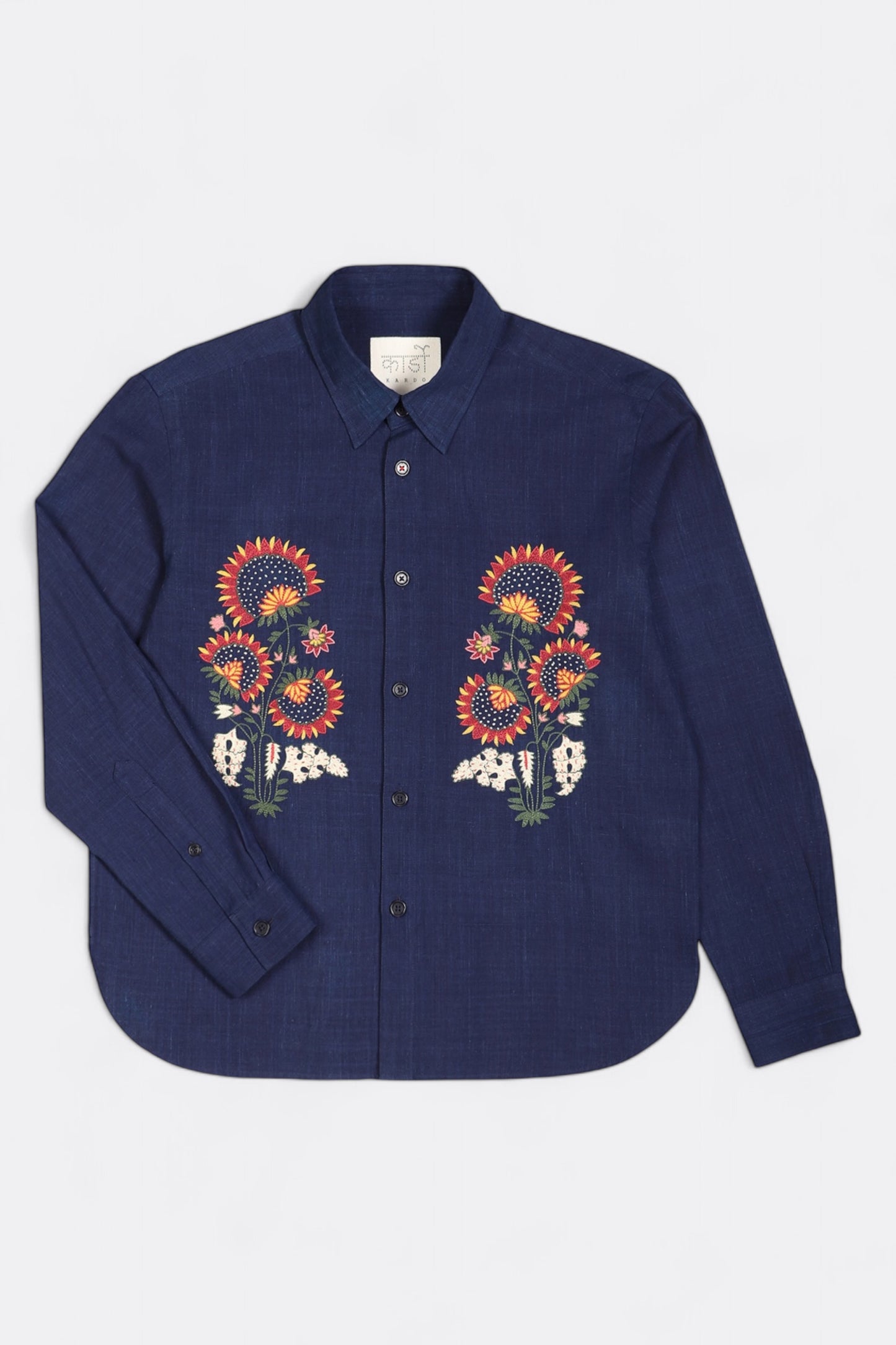 Chemise Kardo - Luis Shirt (Khadi Embroidery 16 Indigo)