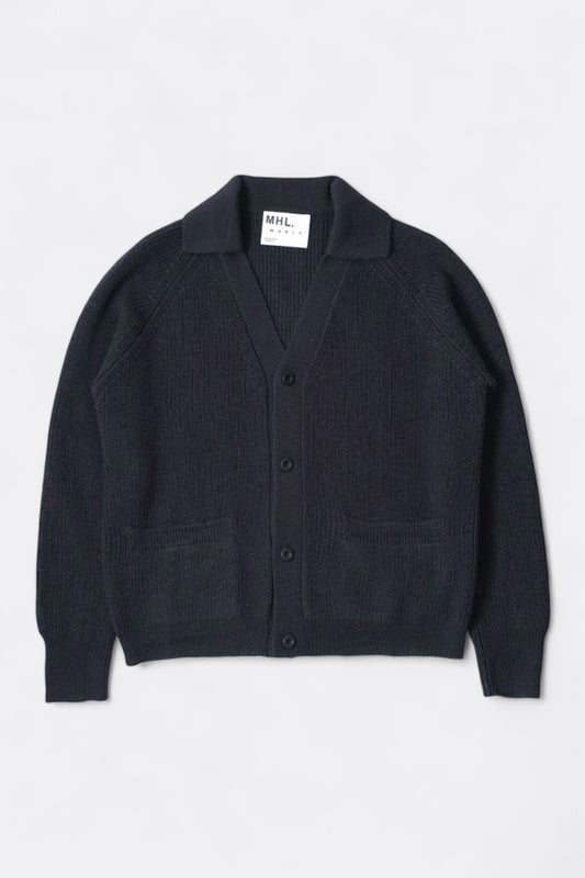 Cardigan en laine Margaret Howell - MHL. Collared Cardigan Virgin Wool (Ink)