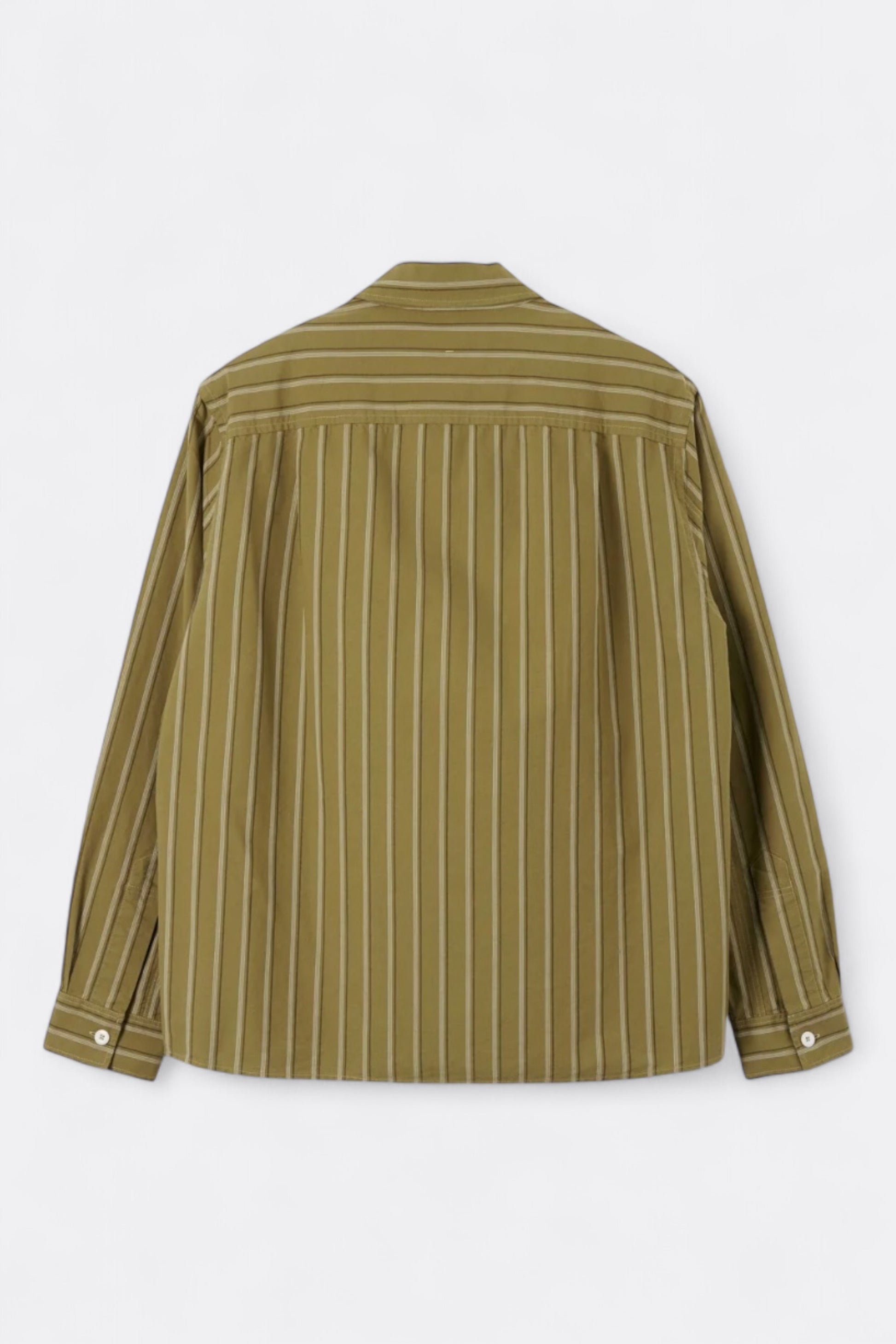 Chemise Margaret Howell - MHL. Overall Shirt Offset Cotton Stripe (Light Olive / Off White)