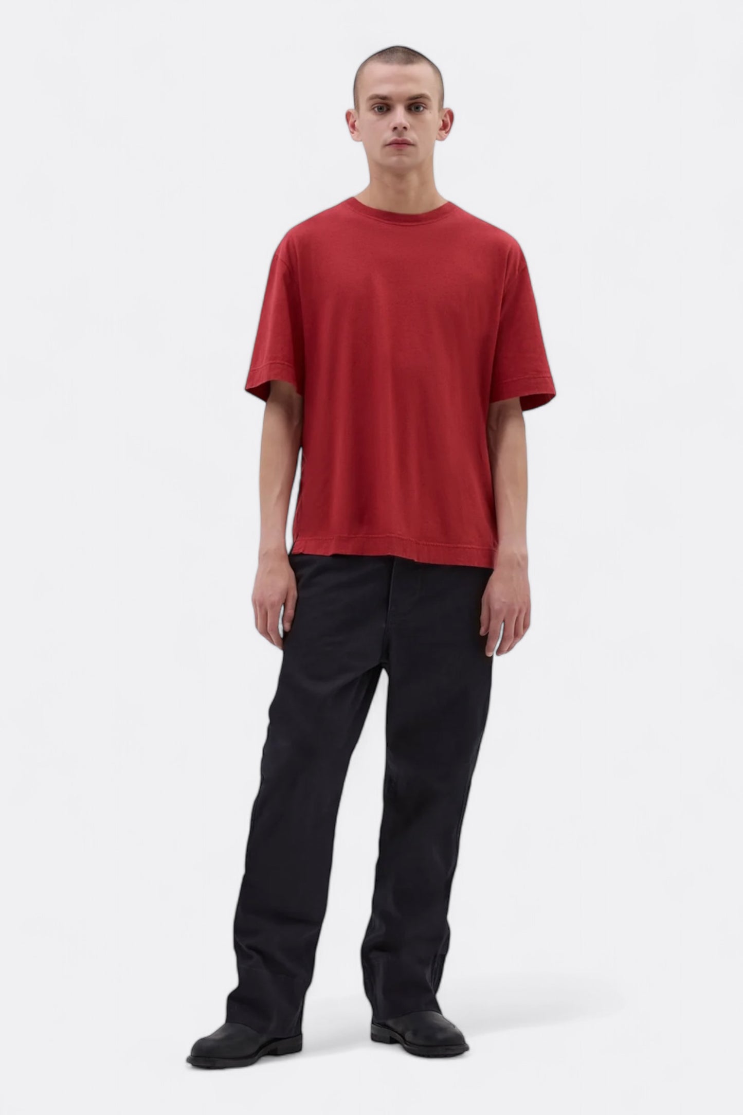 T-Shirt Margaret Howell - MHL. Simple T-Shirt Organic Cotton Linen Jersey (Sports Red)