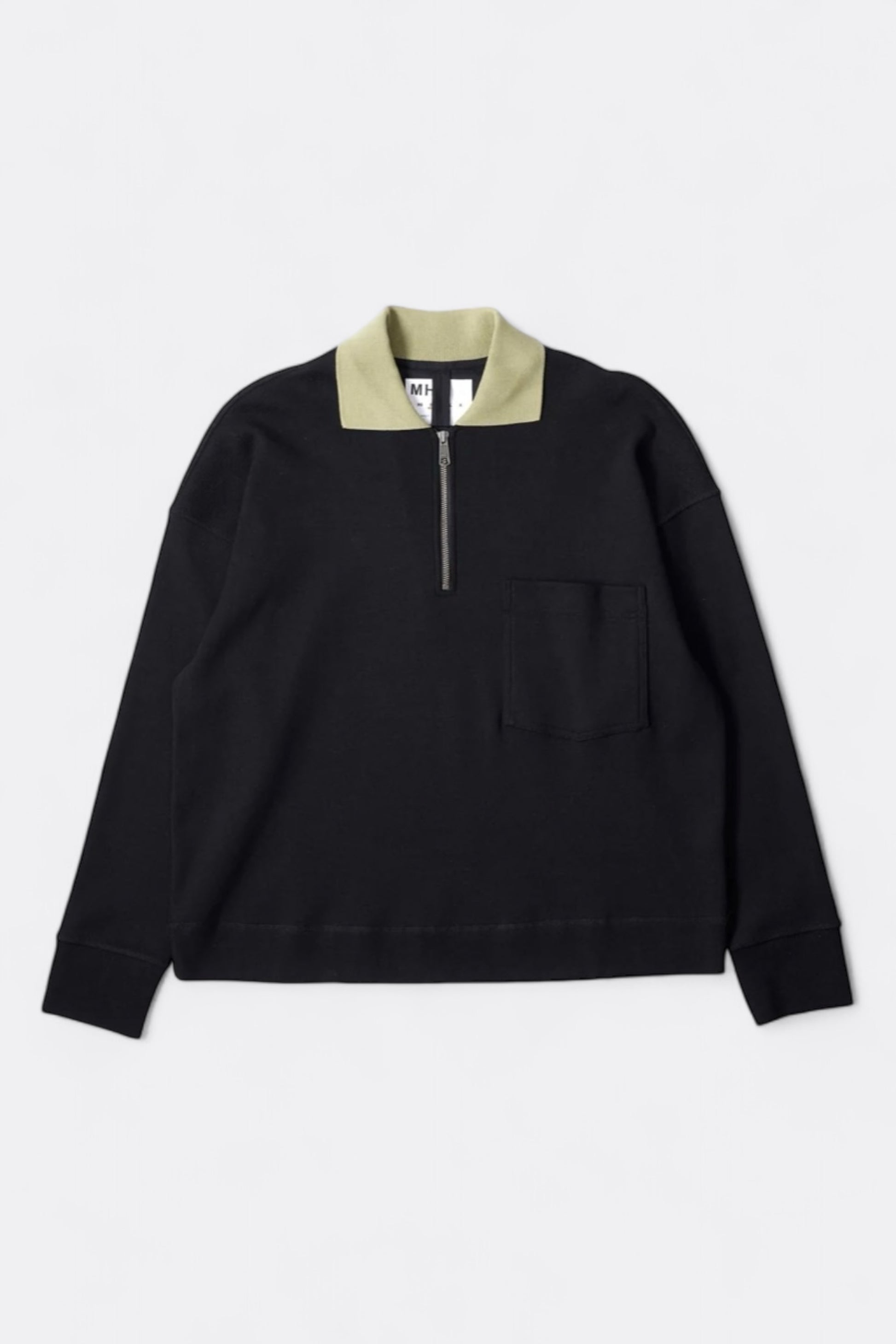 Sweat-Shirt Zippé Margaret Howell - MHL. Zip Polo Dry Cotton Rib (Black)