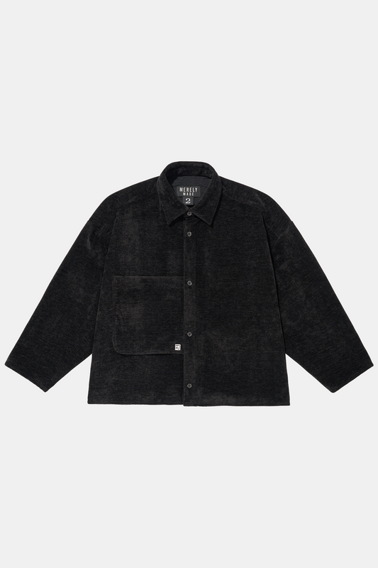 Premium Serge Velvet Twill Cropped Shirts (Black)