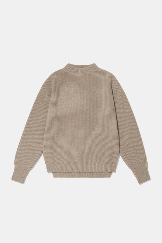 Pull Merely Made - Snug Wool Blended Mocneck Sweater (Melange Oat)