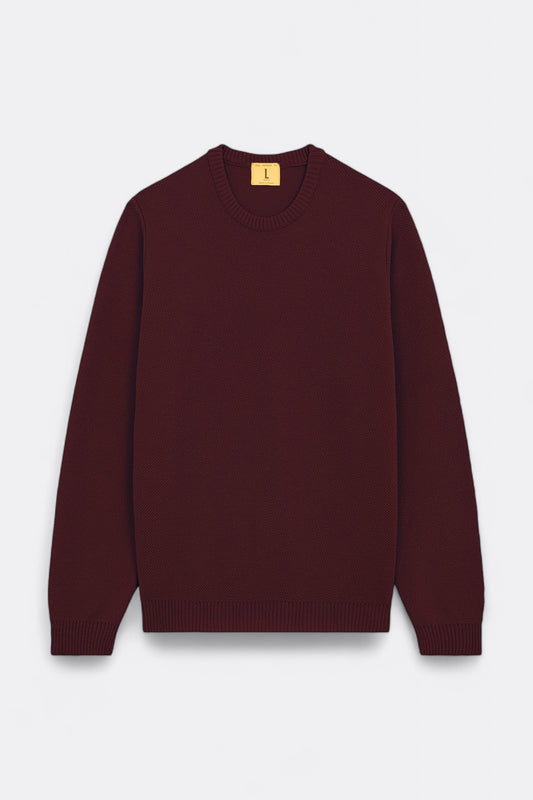 NITTO KNITWEAR - Pull Youri Col Rond (Bordeaux)