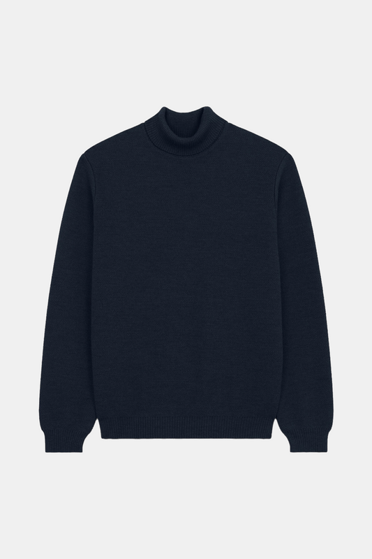 Nitto Knitwear - Pull Youri Col Roulé (Marine)