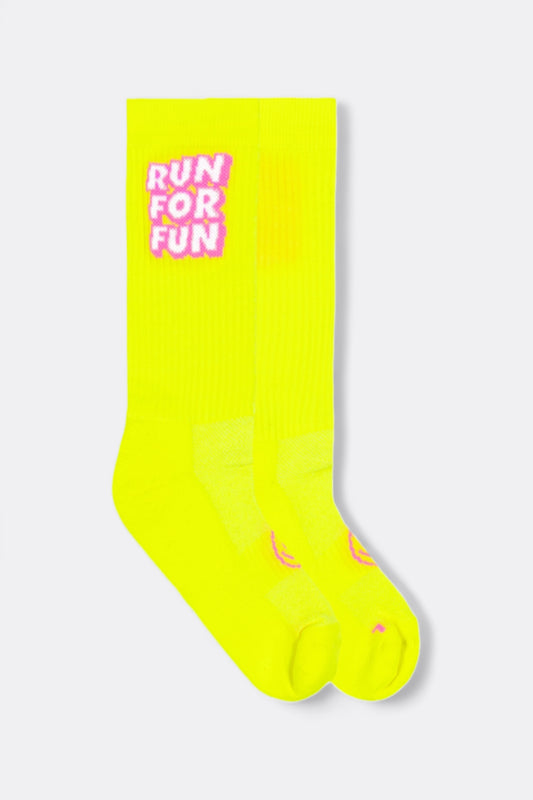 Peaufine Athletics x Bisous Skateboard - Vaporfeel® Socks Run For Fun (Fluo Yellow)