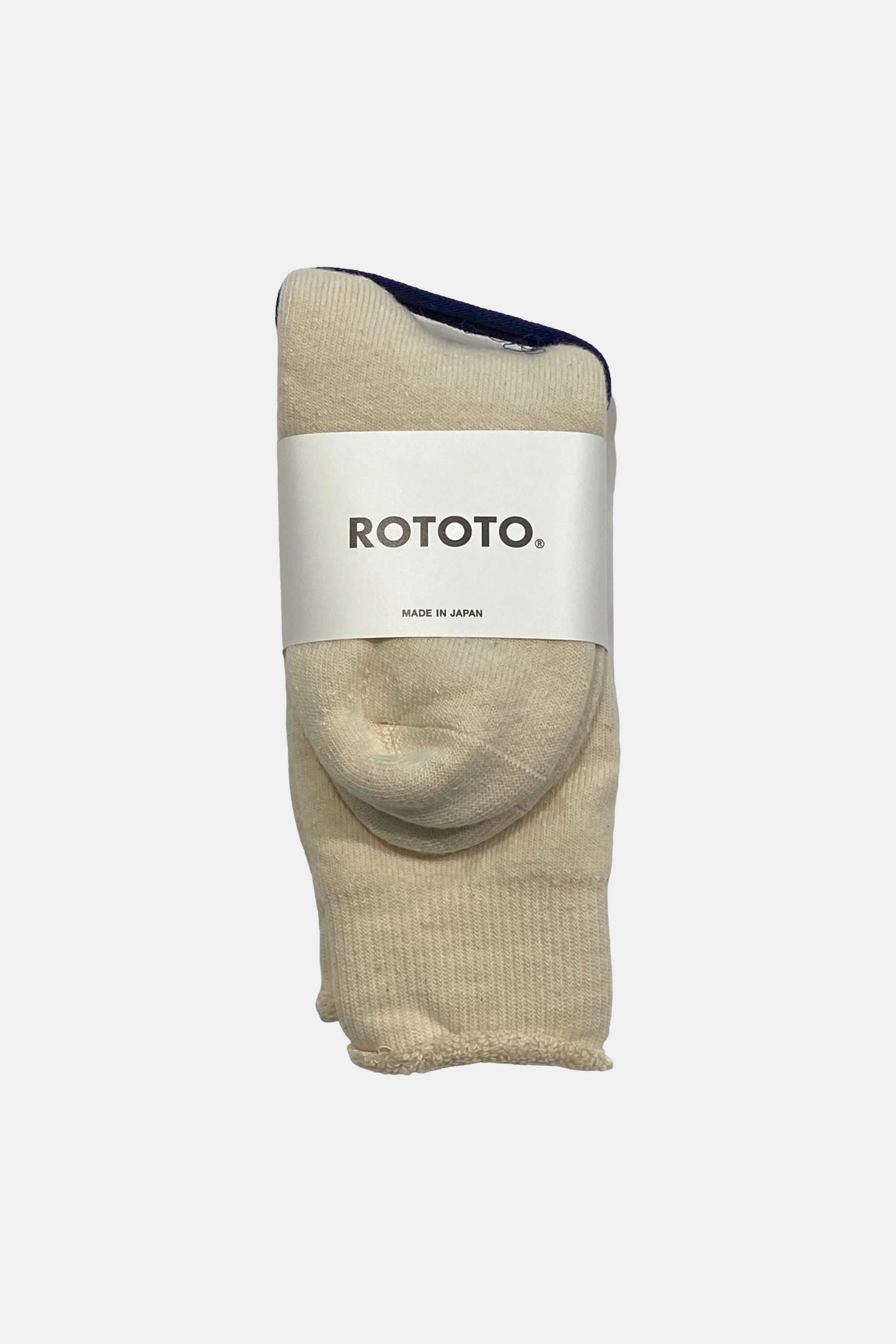 Chaussettes Rototo - Double Face Crew Socks (Ivory)