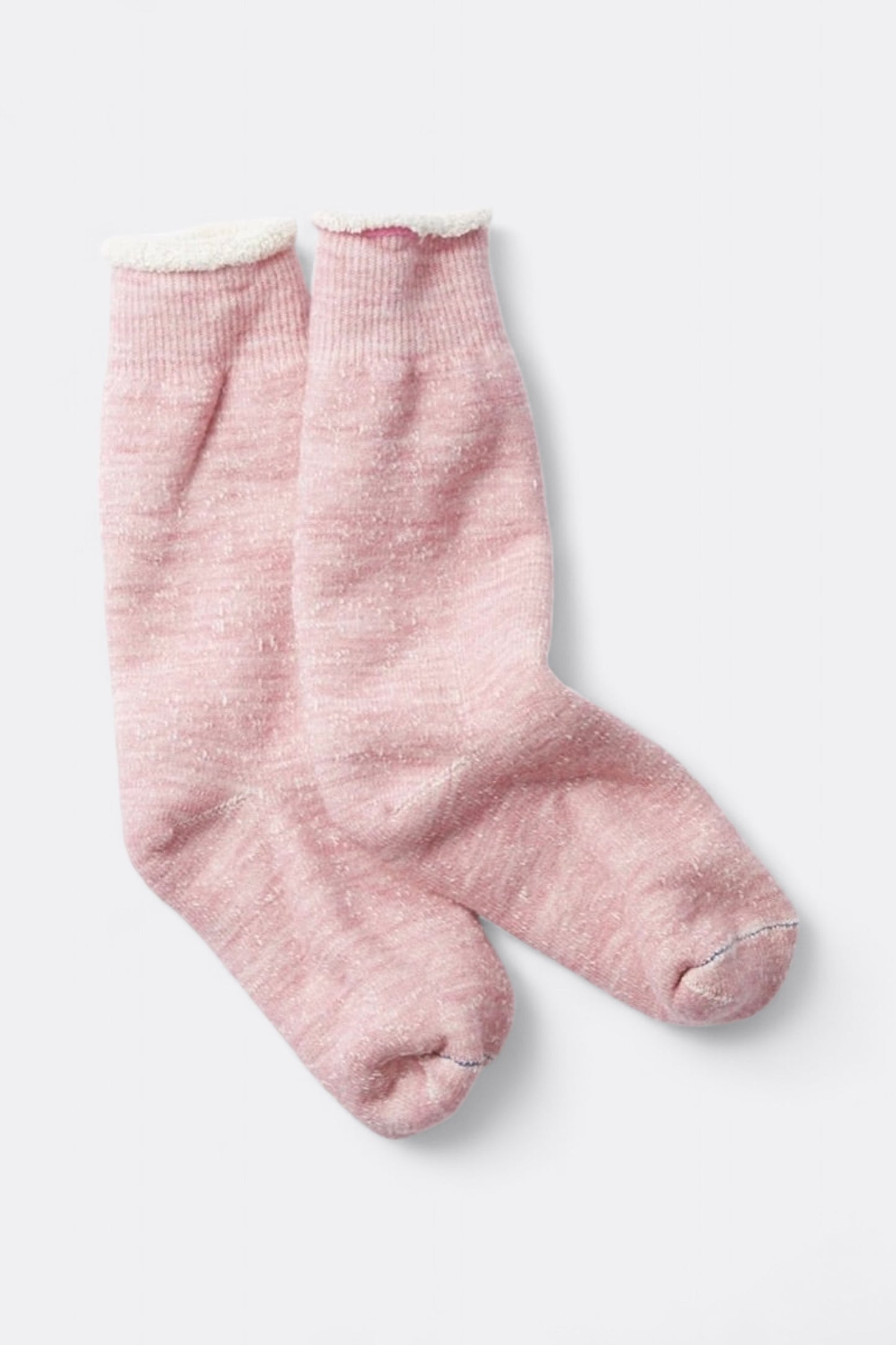 Chaussettes Rototo - Double Face Crew Socks (Light Pink)