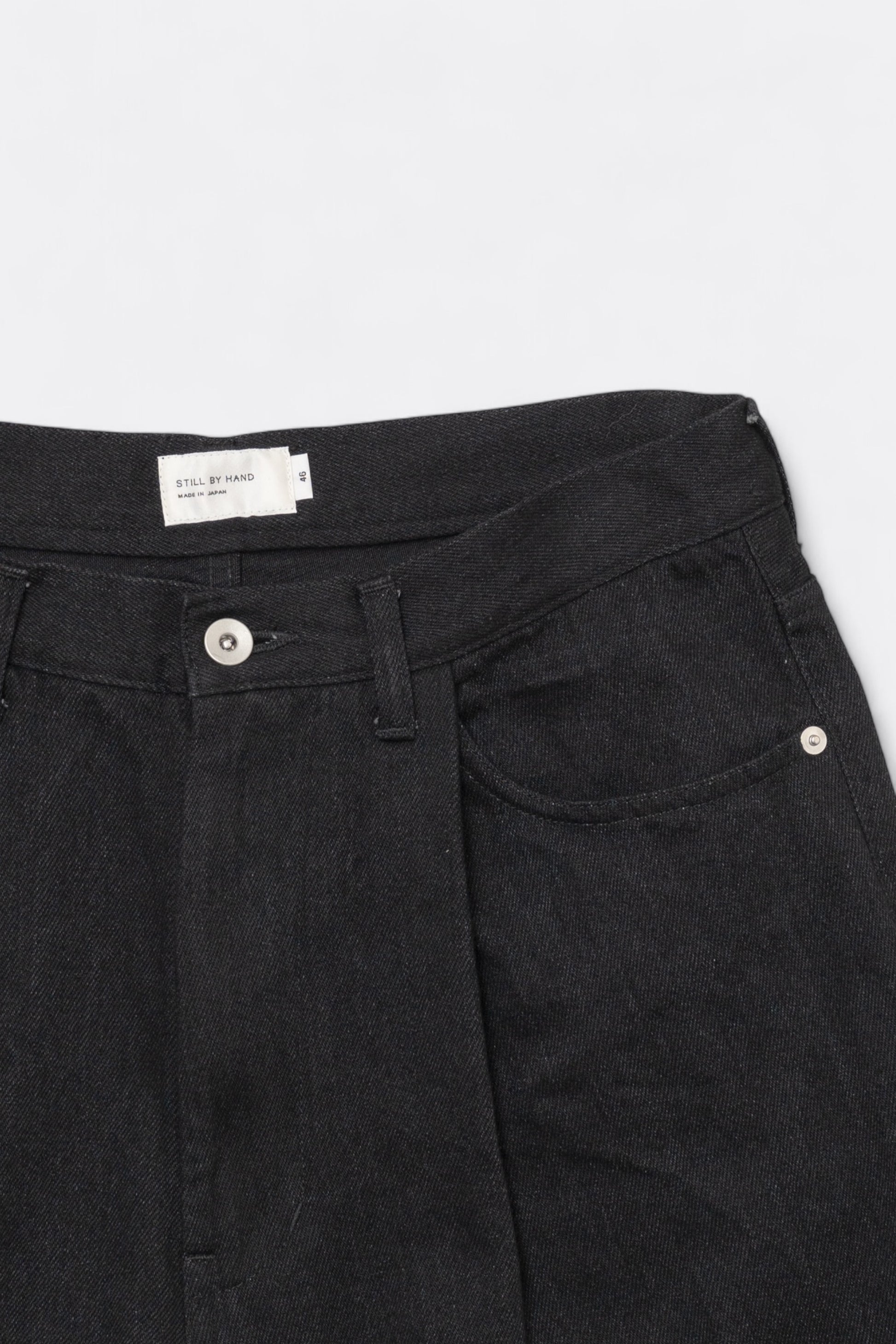 Pantalon Jeans Still By Hand - 12oz Denim Deep Tuck Pants (Black)