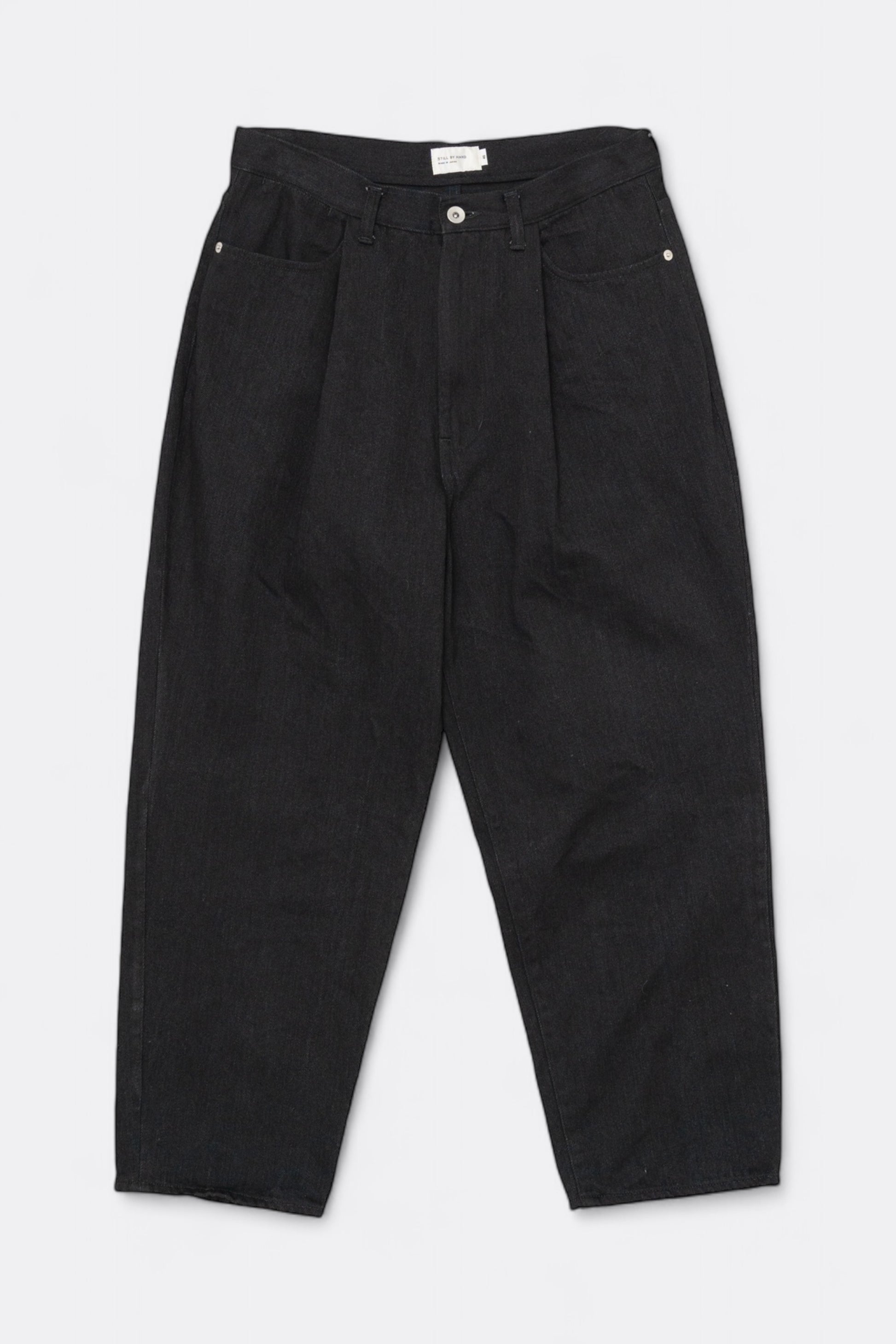 Pantalon Jeans Still By Hand - 12oz Denim Deep Tuck Pants (Black)