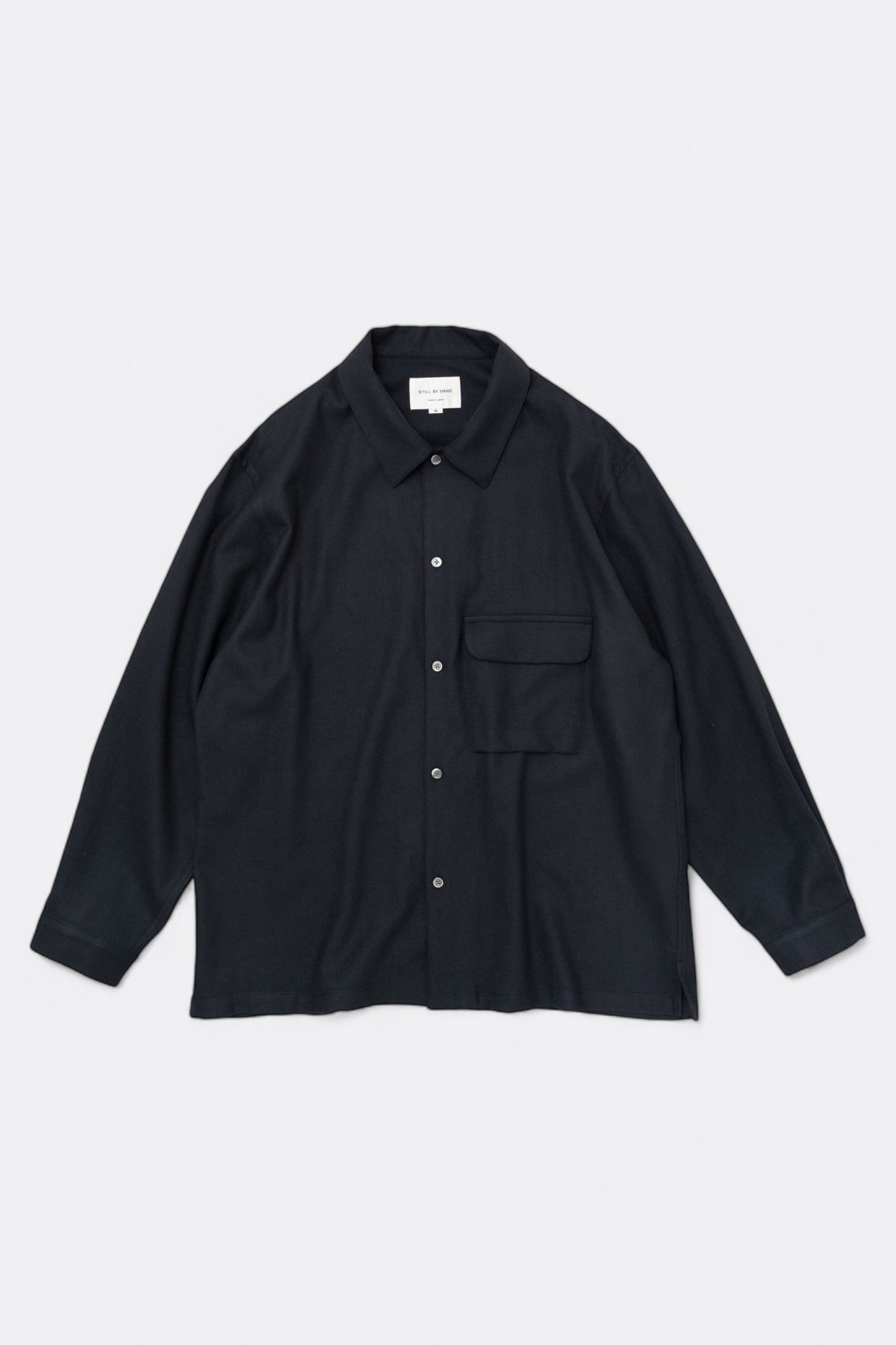 Chemise en Laine Still By Hand - Flat Bottom Wool Shirt (Dark Navy)