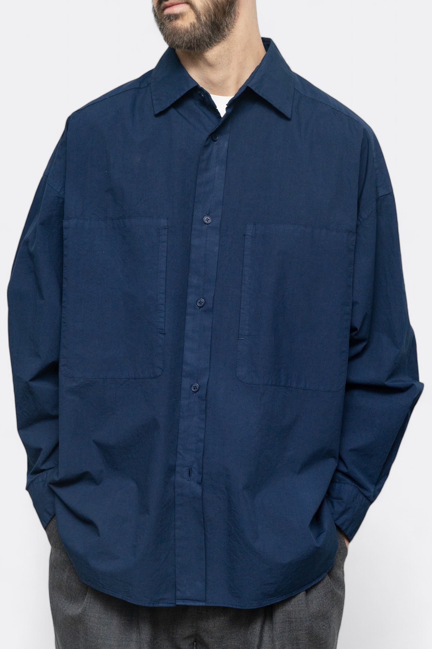 Garment-Dye Over Shirt (Deep Blue)