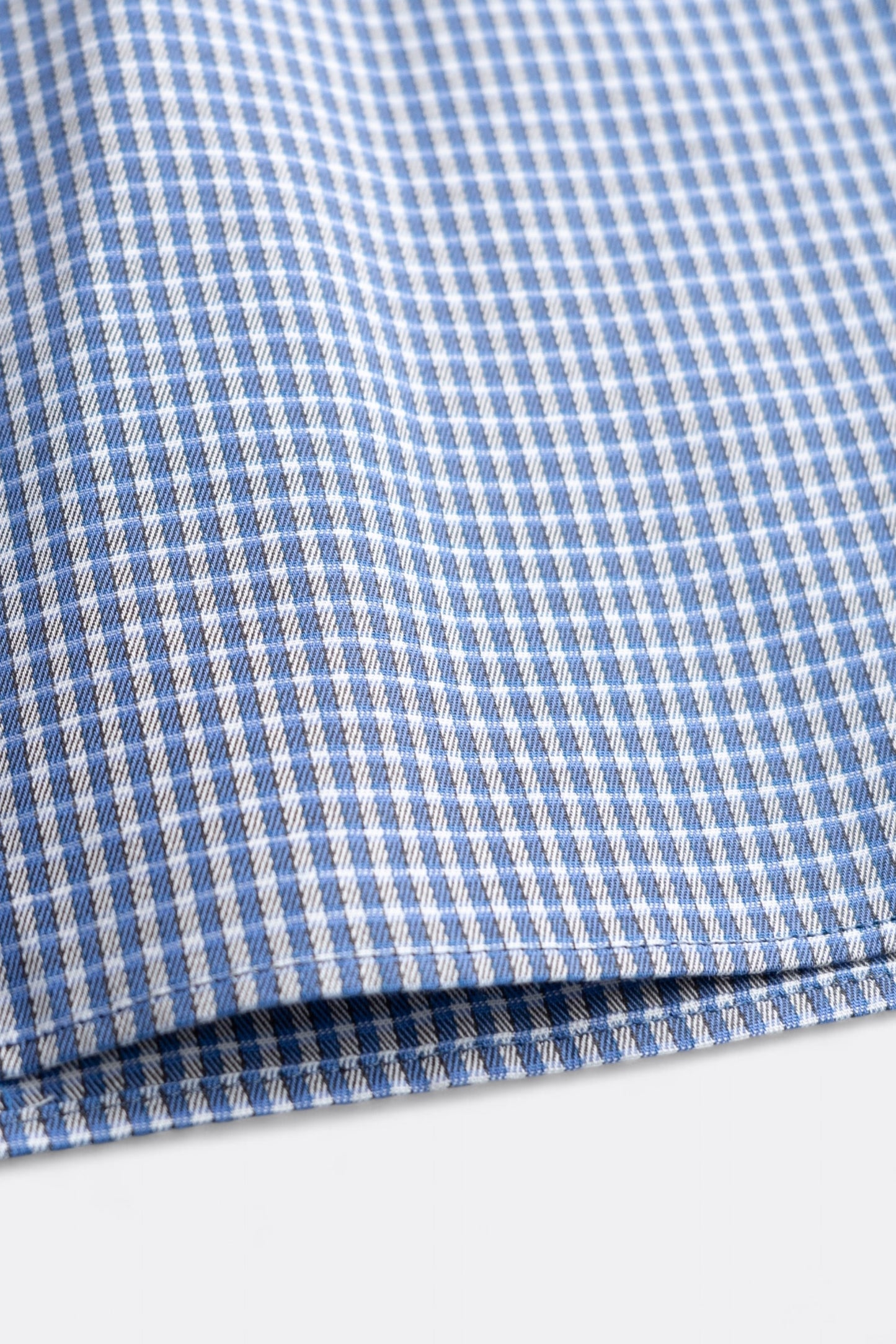 Chemise Still By Hand - Narrow Collar Pullover Shirt (Blue Check)