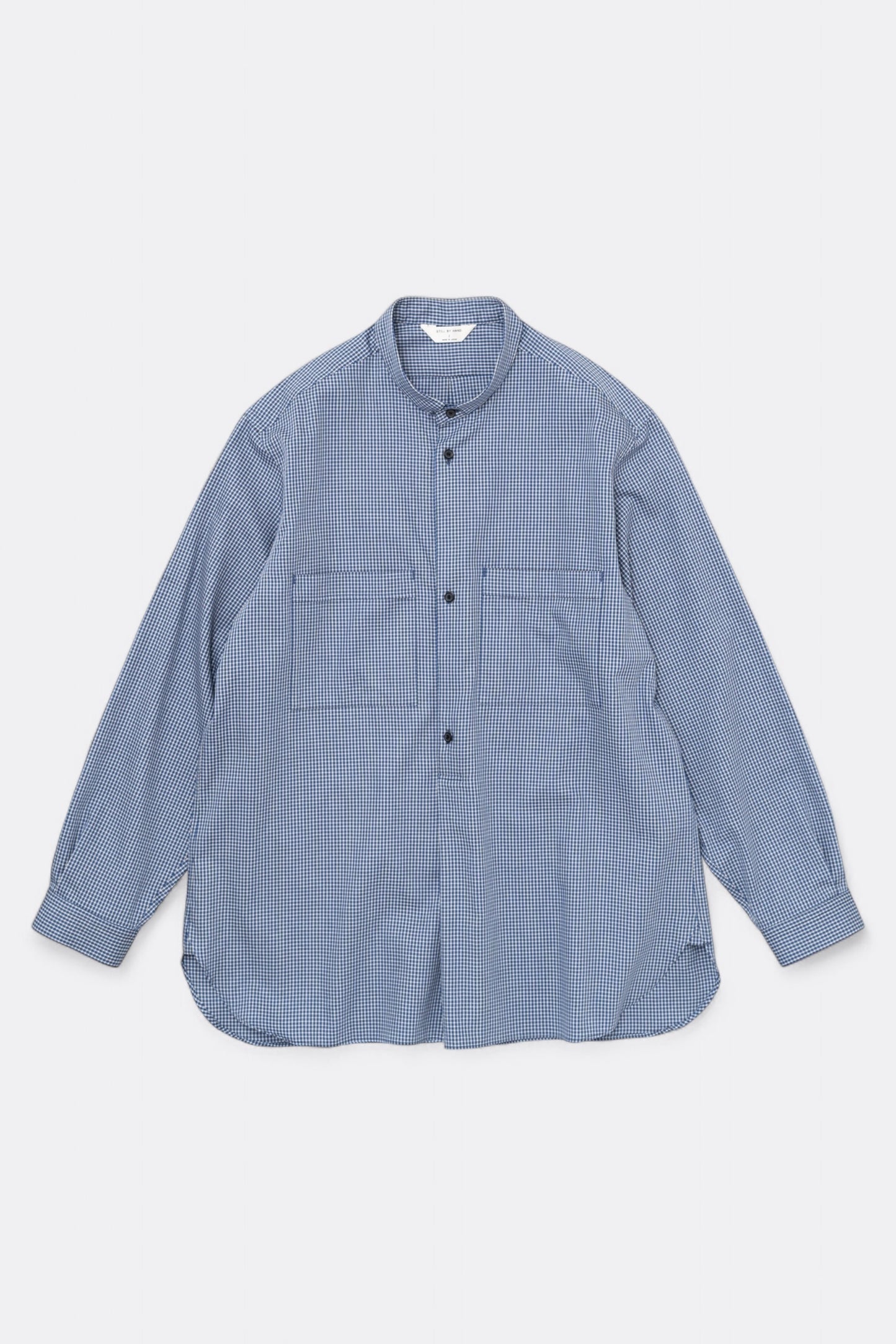 Chemise Still By Hand - Narrow Collar Pullover Shirt (Blue Check)