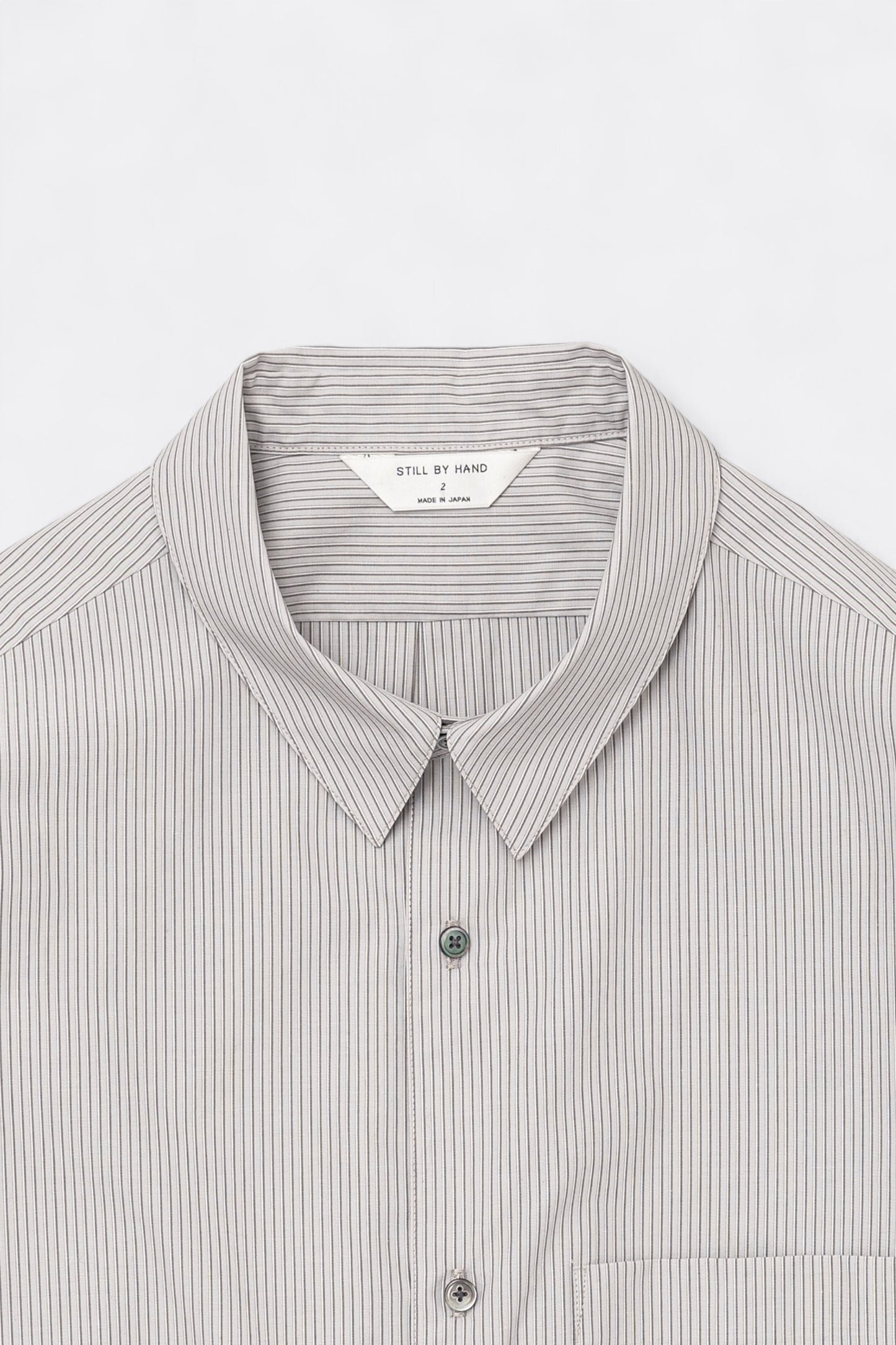 Chemise Still By Hand - Regular Collar Shirt (Grey Stripe)