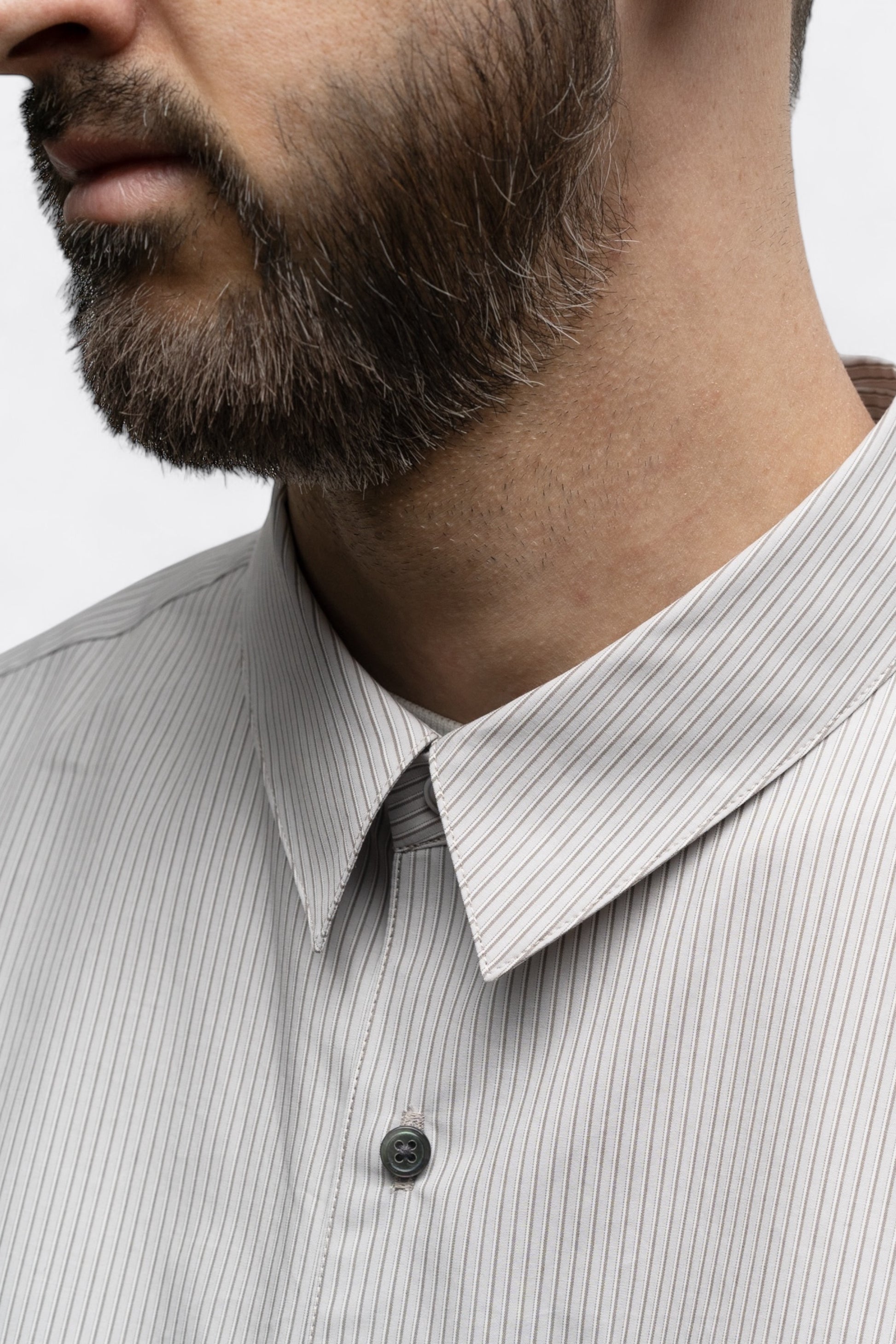 Chemise Still By Hand - Regular Collar Shirt (Grey Stripe)