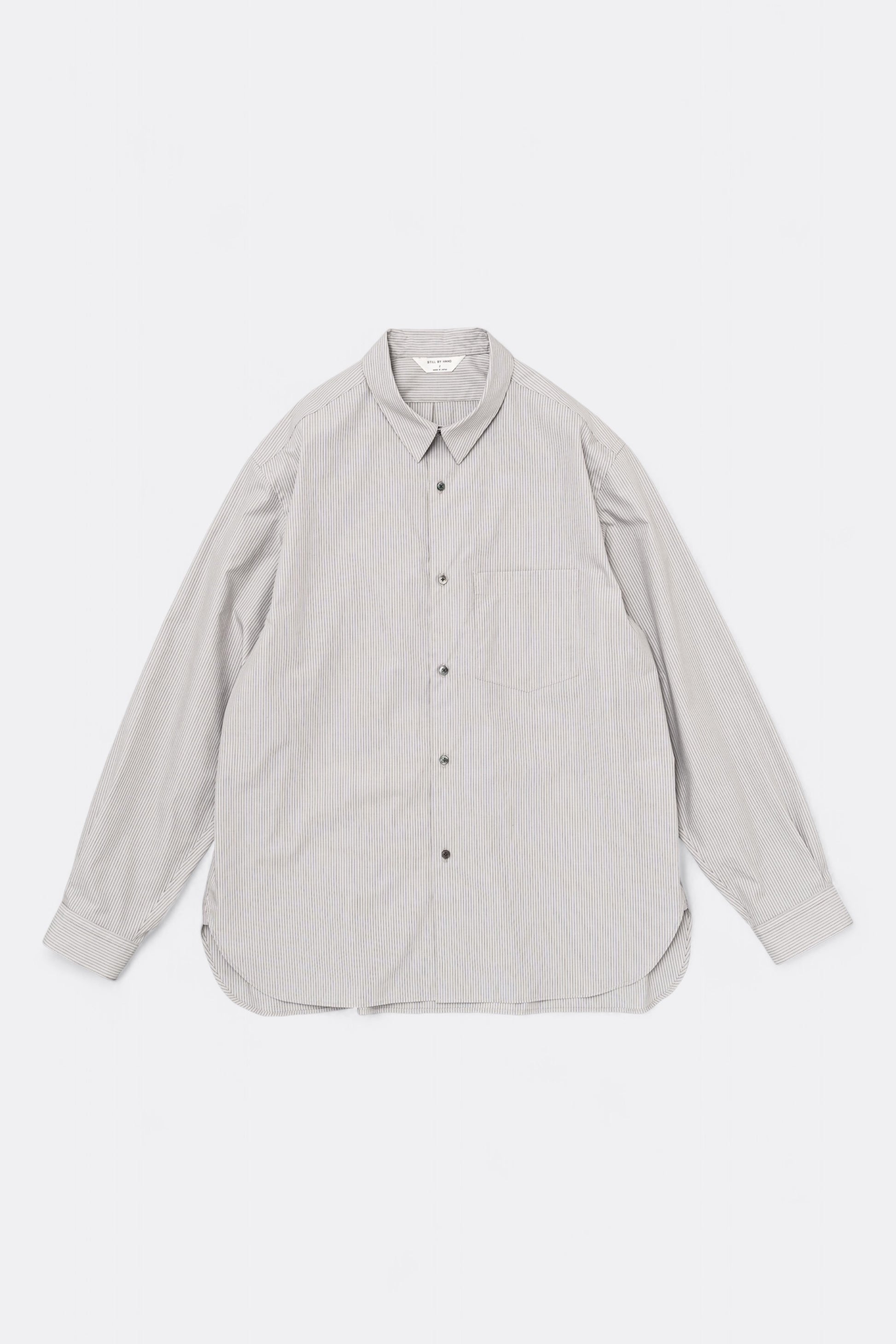 Chemise Still By Hand - Regular Collar Shirt (Grey Stripe)