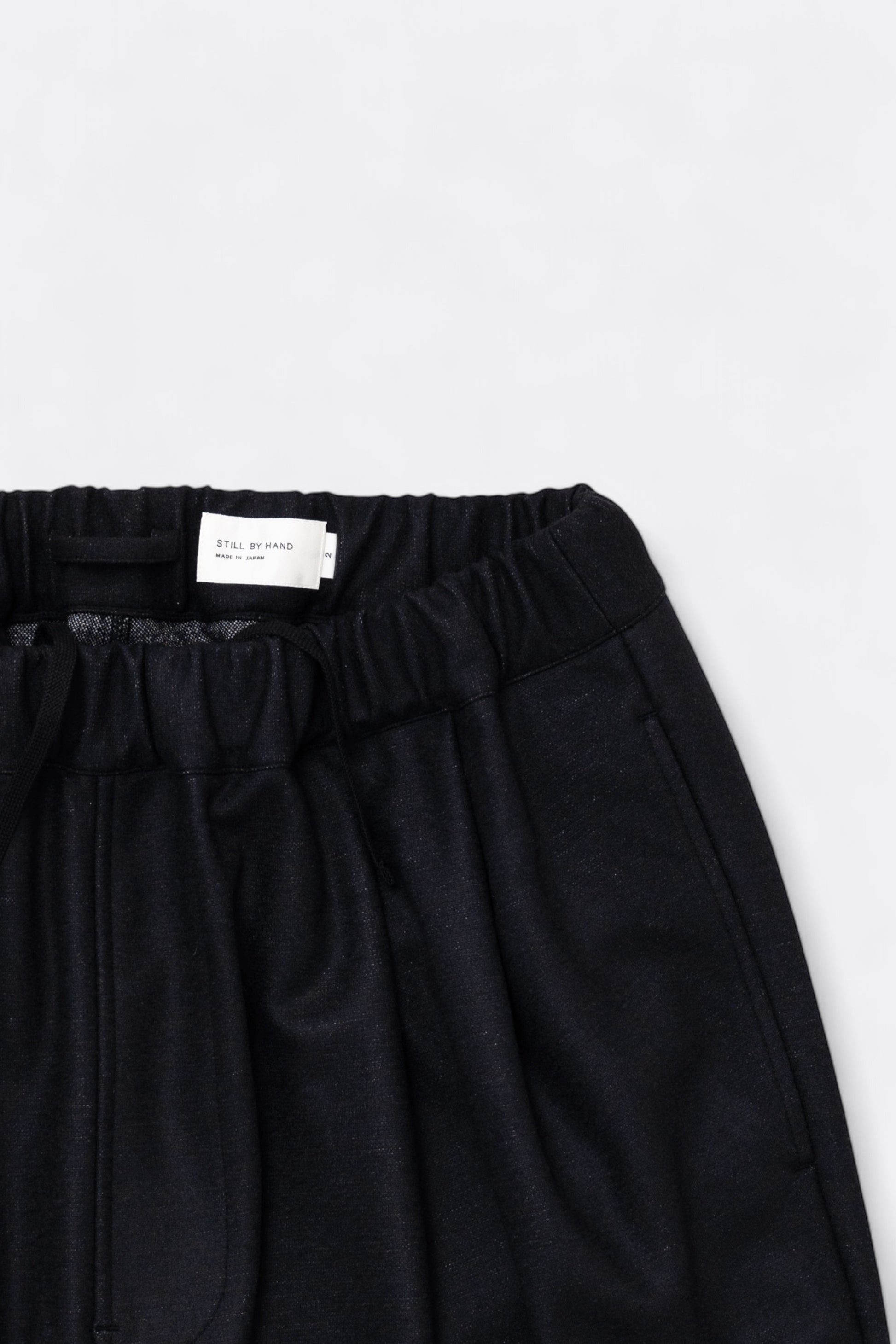 Pantalon Laine Still By Hand - Wool Jersey Two Tuck Pants (Black Navy)