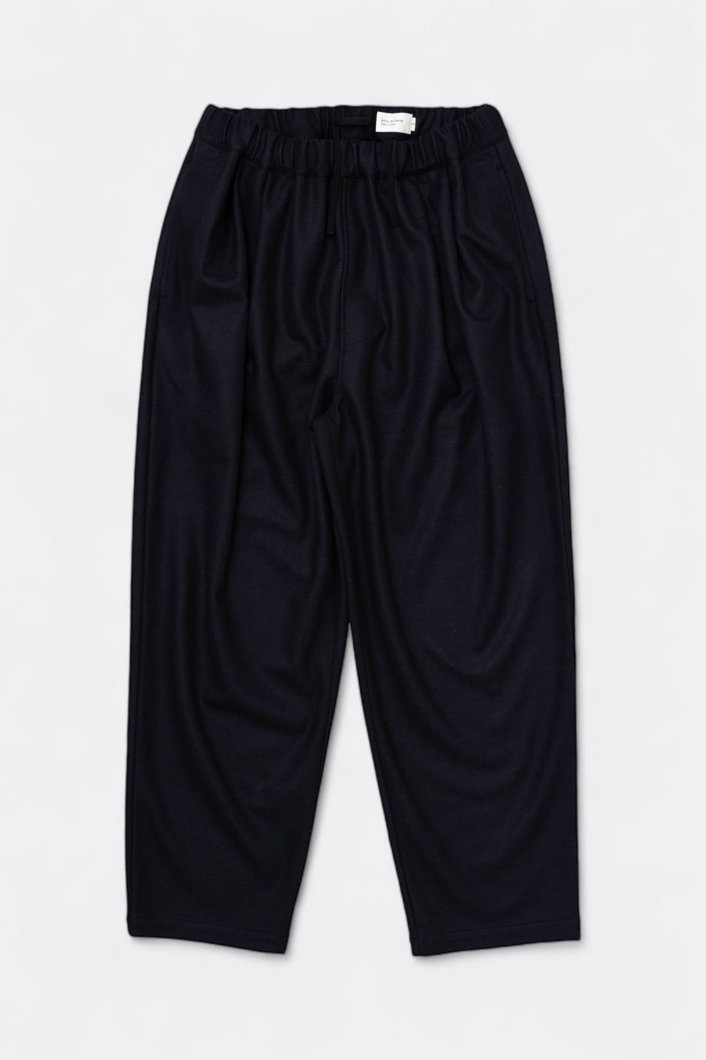 Pantalon Laine Still By Hand - Wool Jersey Two Tuck Pants (Black Navy)