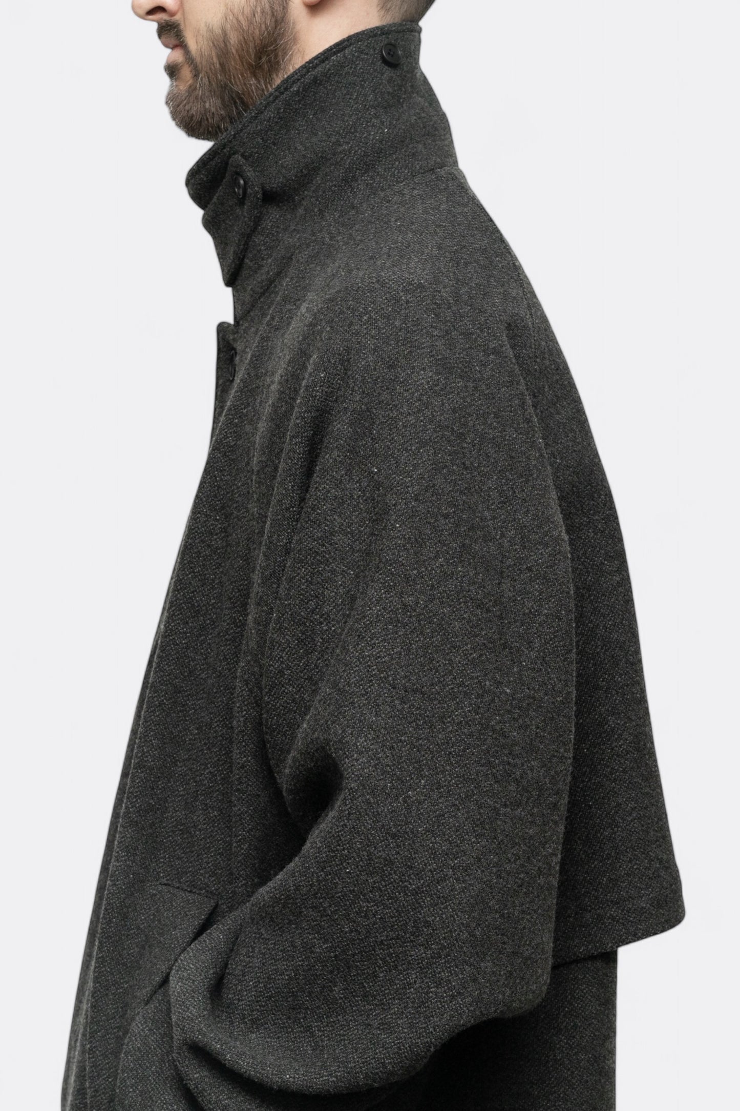 Manteau Still By Hand - Wool / Nylon Half Coat (Navy)