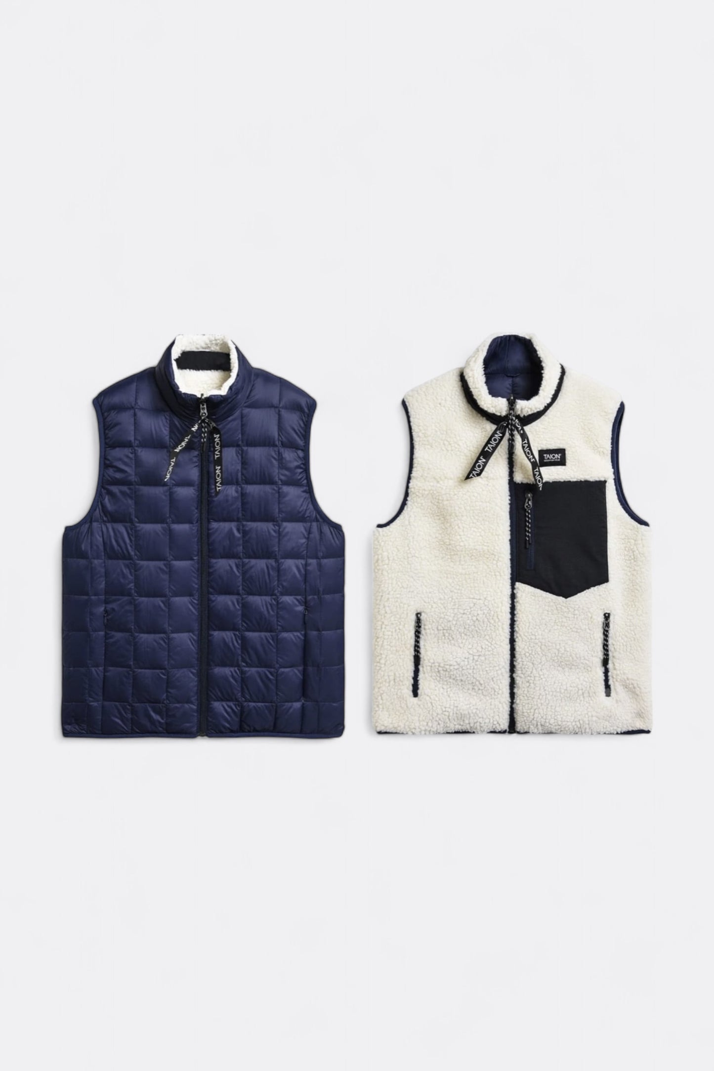 Veste Gilet Reversible Taion - Down × Boa Reversible Down Vest (Navy / Ivory)