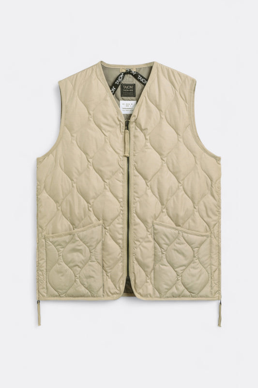 Veste Gilet Militaire Taion - Military Zip V Neck Down Vest (Cream)