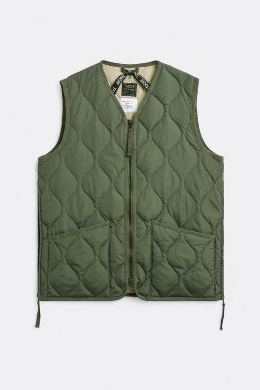 Veste Gilet Militaire Taion - Military Zip V Neck Down Vest (Olive)