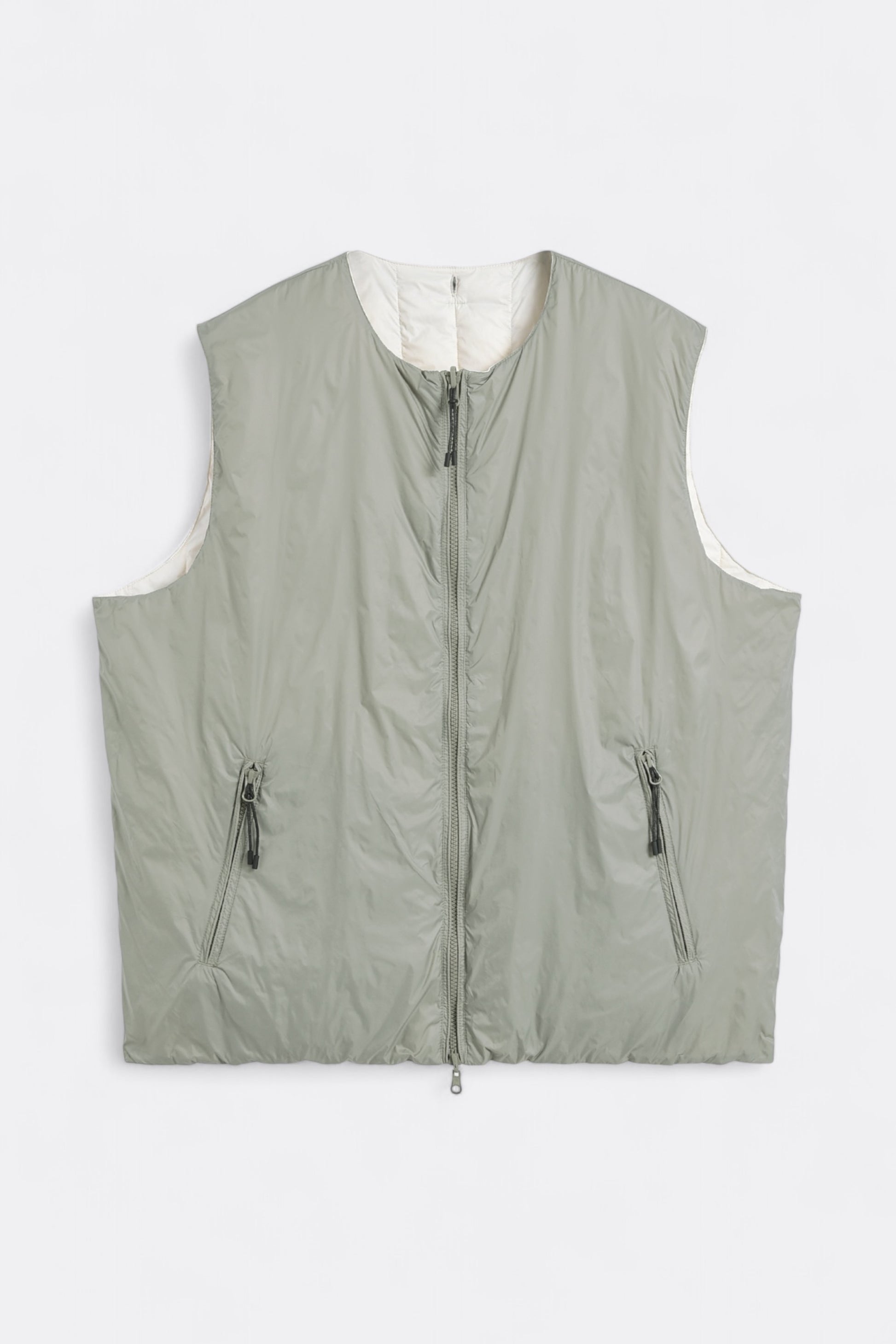 Veste Gilet Taion - Reversible China Button Inner Down Vest (Off White / Sage)